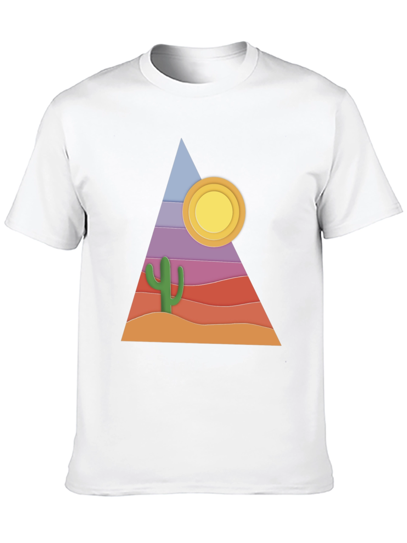 Desert Graphic T-Shirt - Cactus Sun Triangle Design