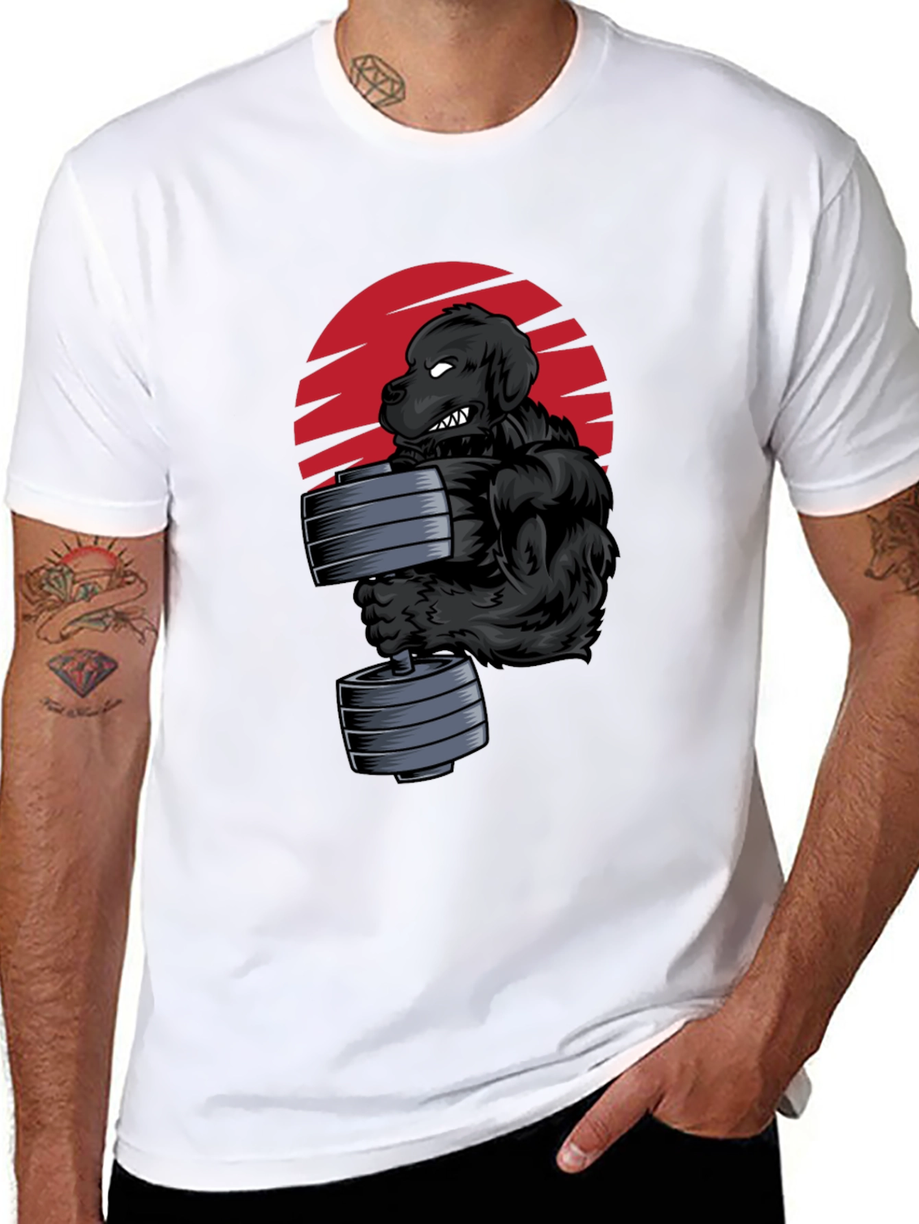 Dog Bodybuilder Graphic Tee - Black