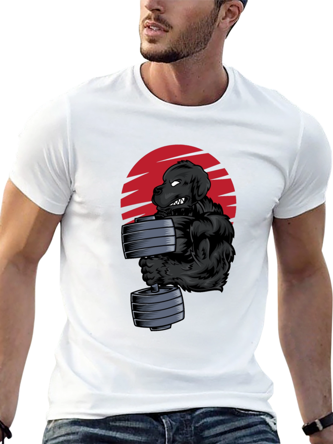 Dog Bodybuilder Graphic Tee - Black