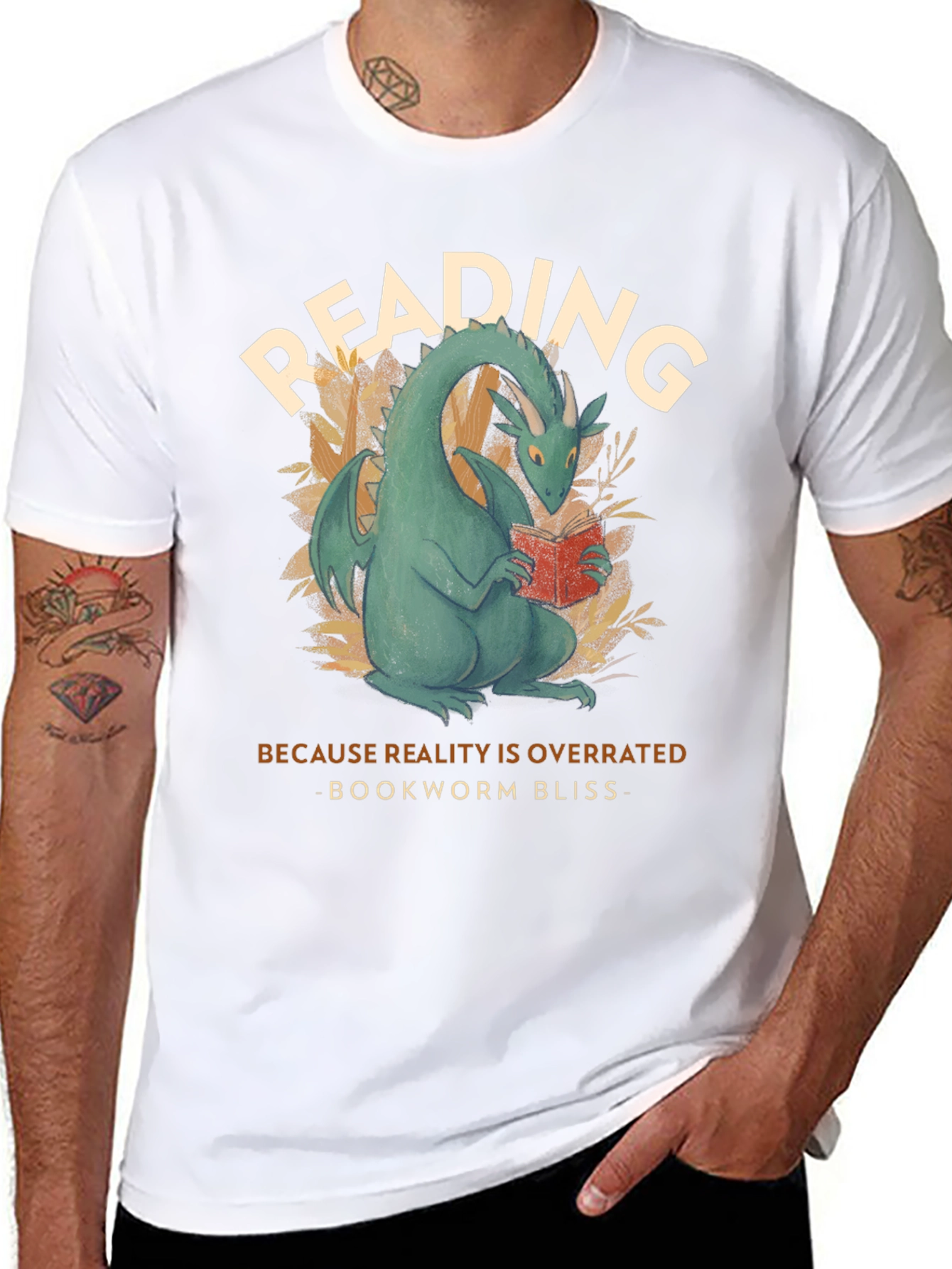 Reading Dragon T-Shirt: Bookworm Bliss