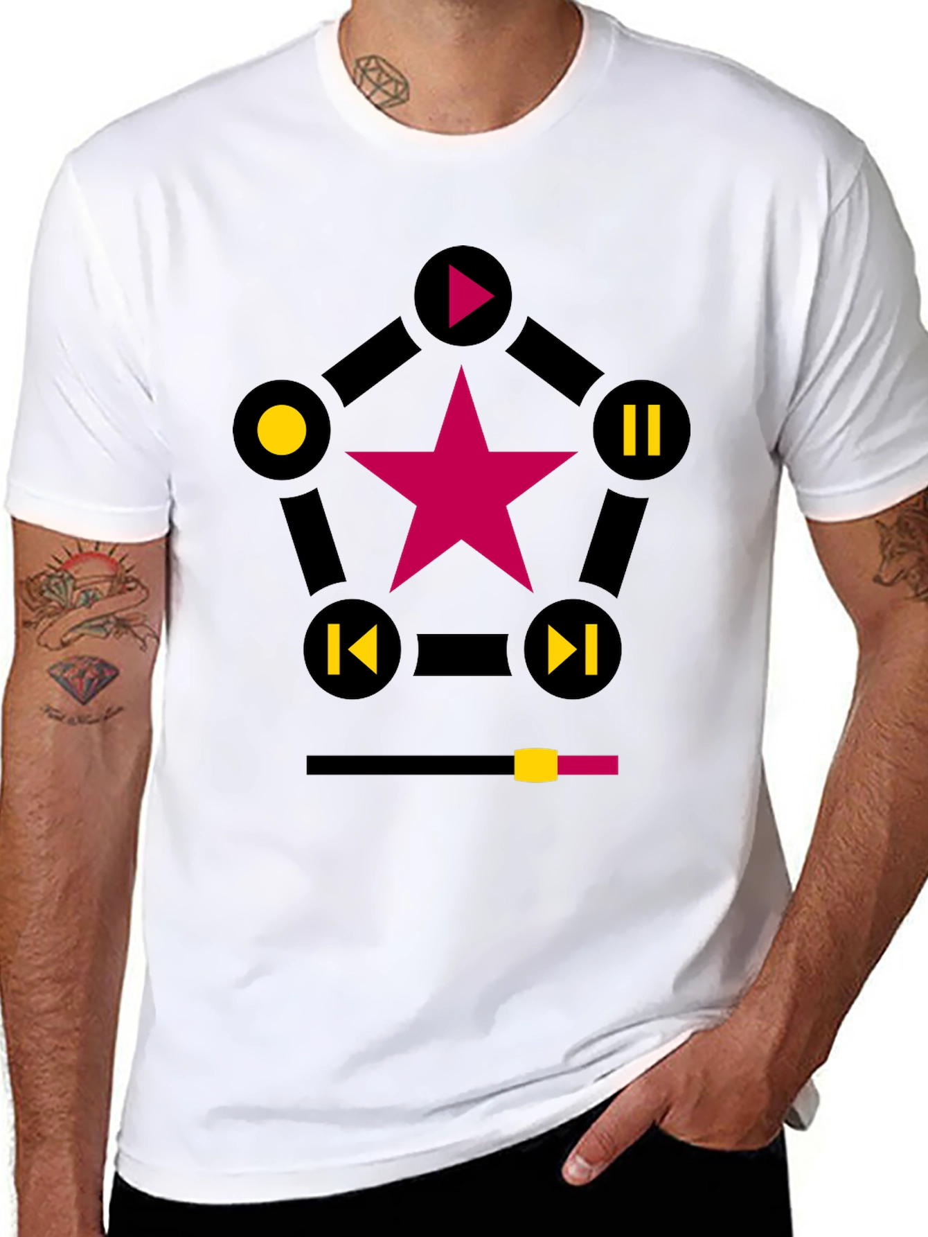 Starry Music Player Graphic T-Shirt