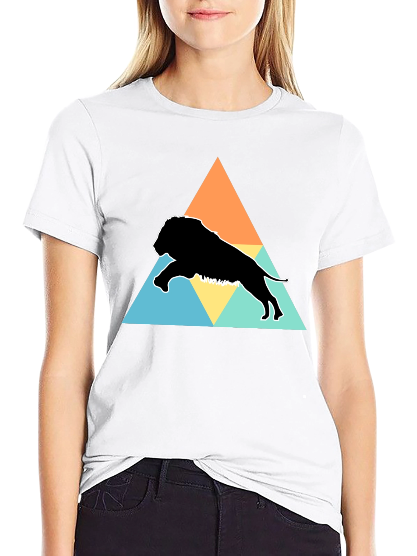 Lion Triangle Graphic Tee - Black
