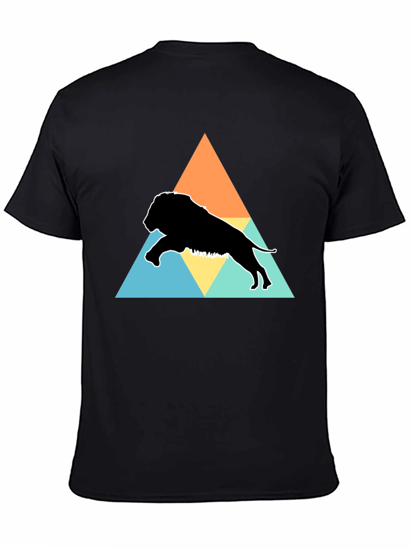 Lion Triangle Graphic Tee - Black