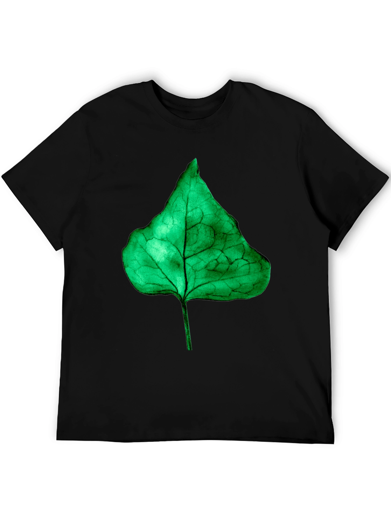 Leaf Graphic Tee - Black Cotton Casual Shirt