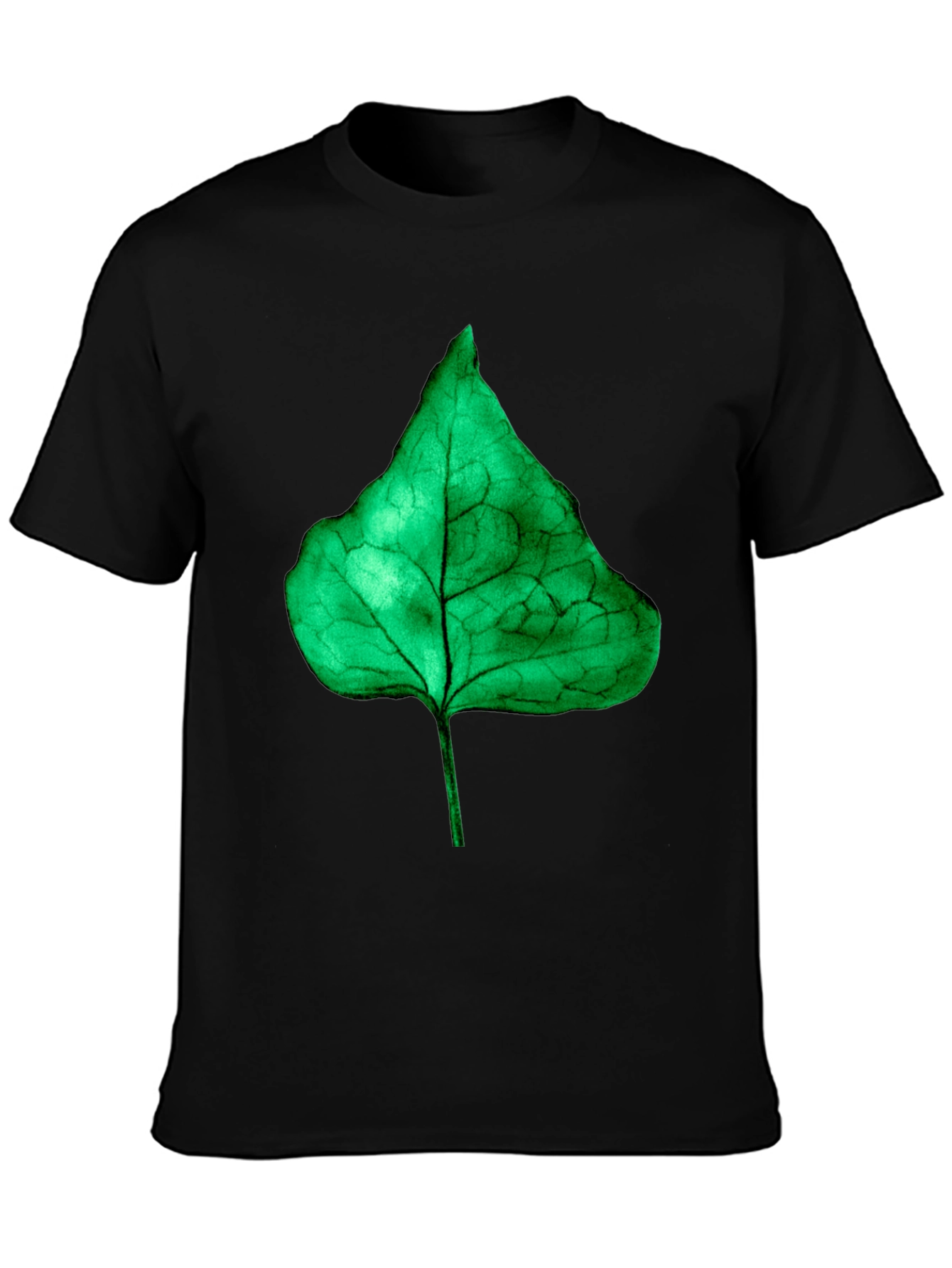 Leaf Graphic Tee - Black Cotton Casual Shirt