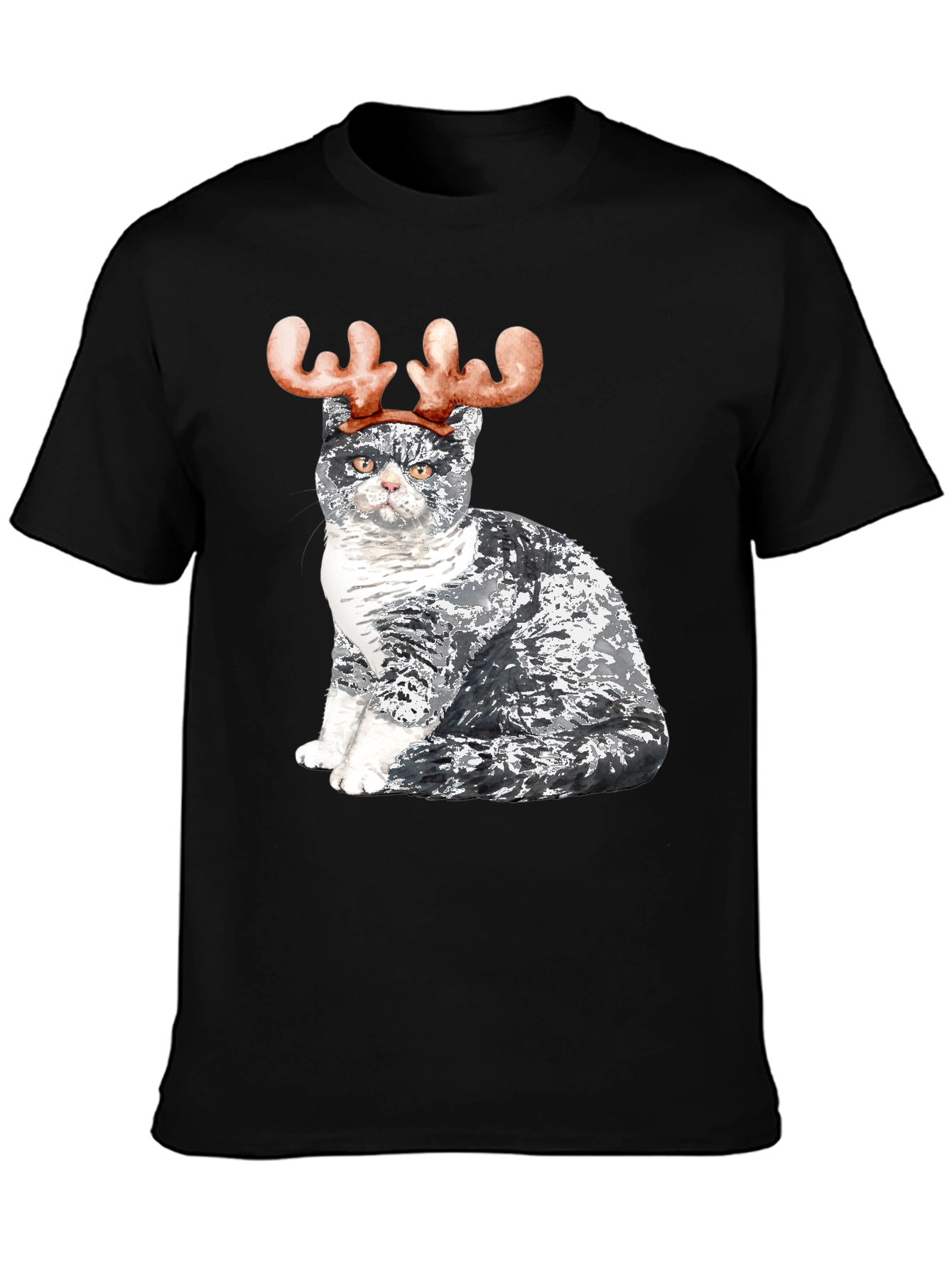 Cat with Reindeer Antlers T-Shirt