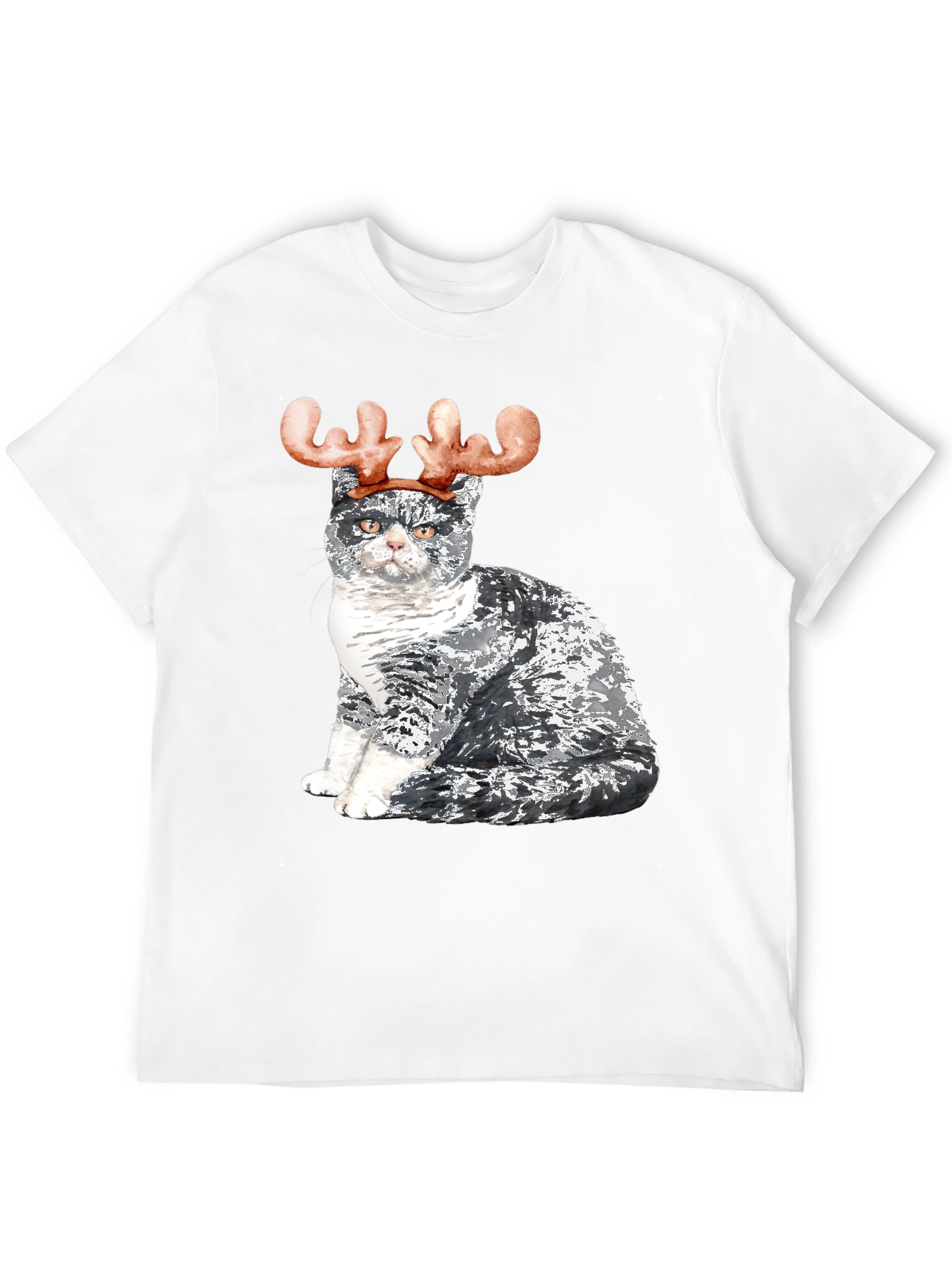 Cat with Reindeer Antlers T-Shirt
