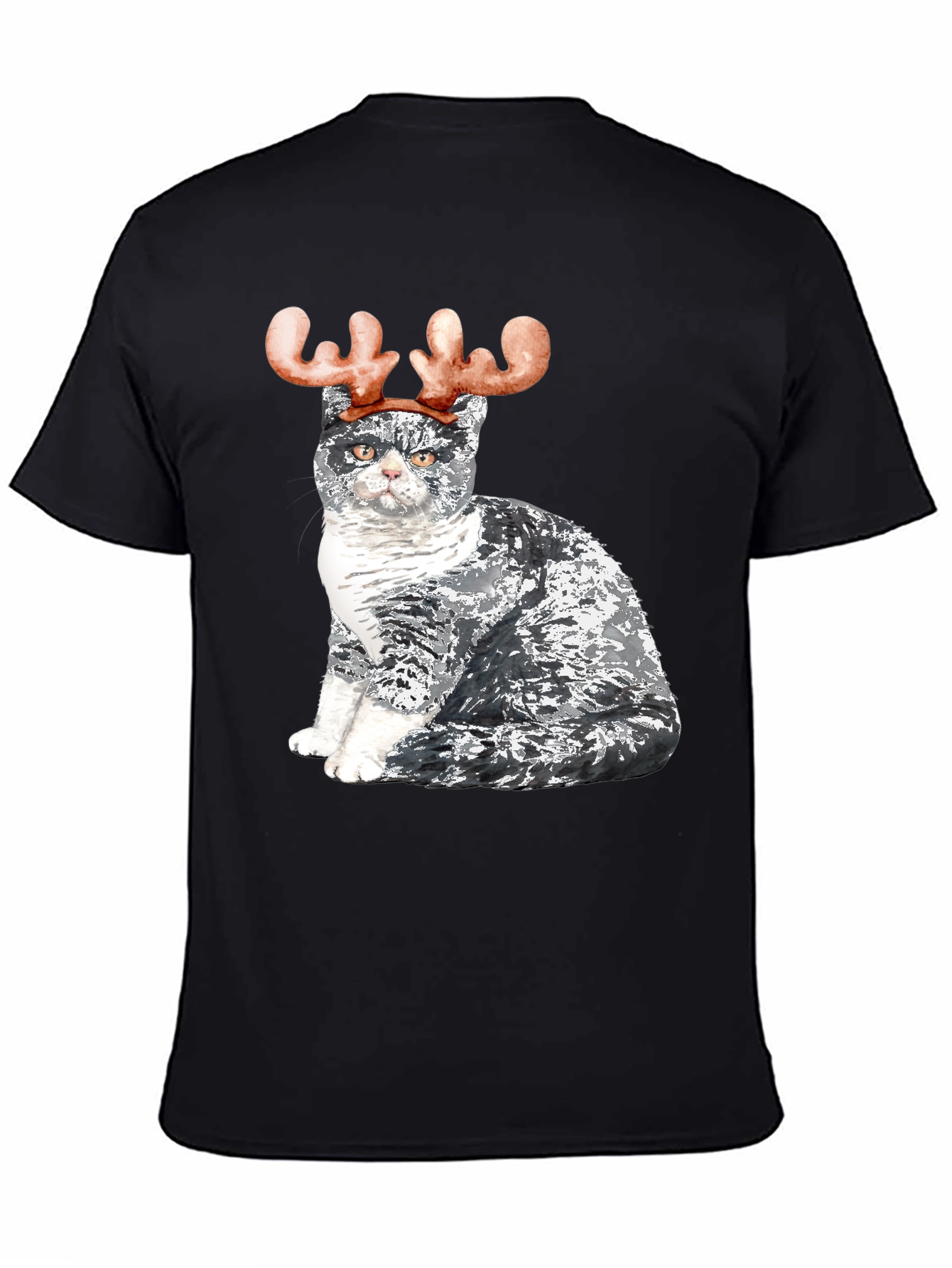 Cat with Reindeer Antlers T-Shirt