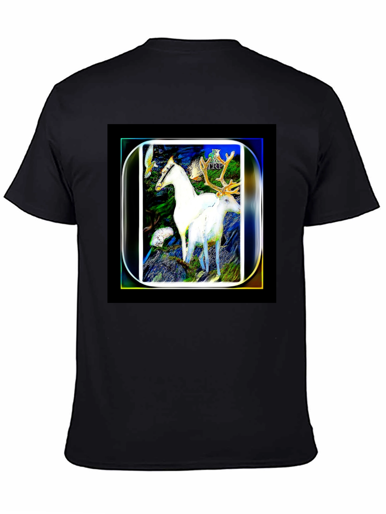 Mystic Horse & Deer Graphic Tee - Black