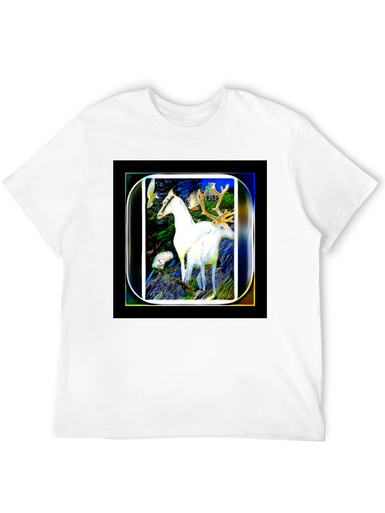 Mystic Horse & Deer Graphic Tee - Black