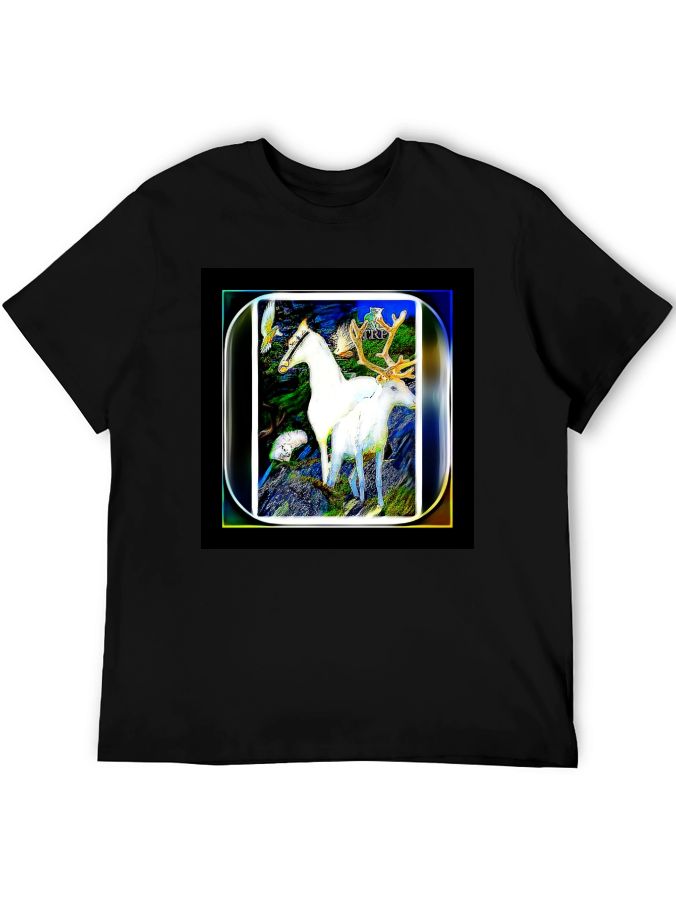 Mystic Horse & Deer Graphic Tee - Black