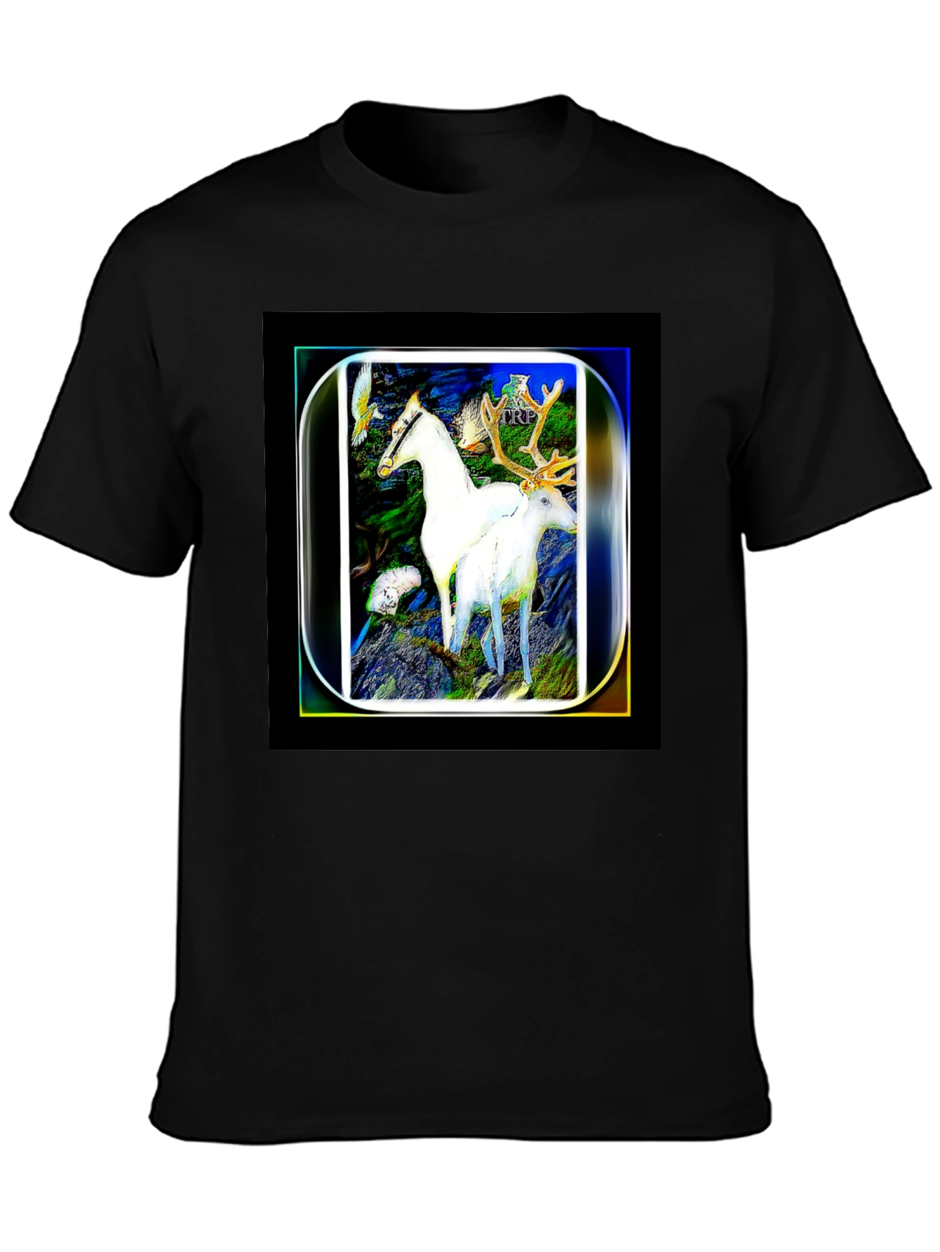 Mystic Horse & Deer Graphic Tee - Black