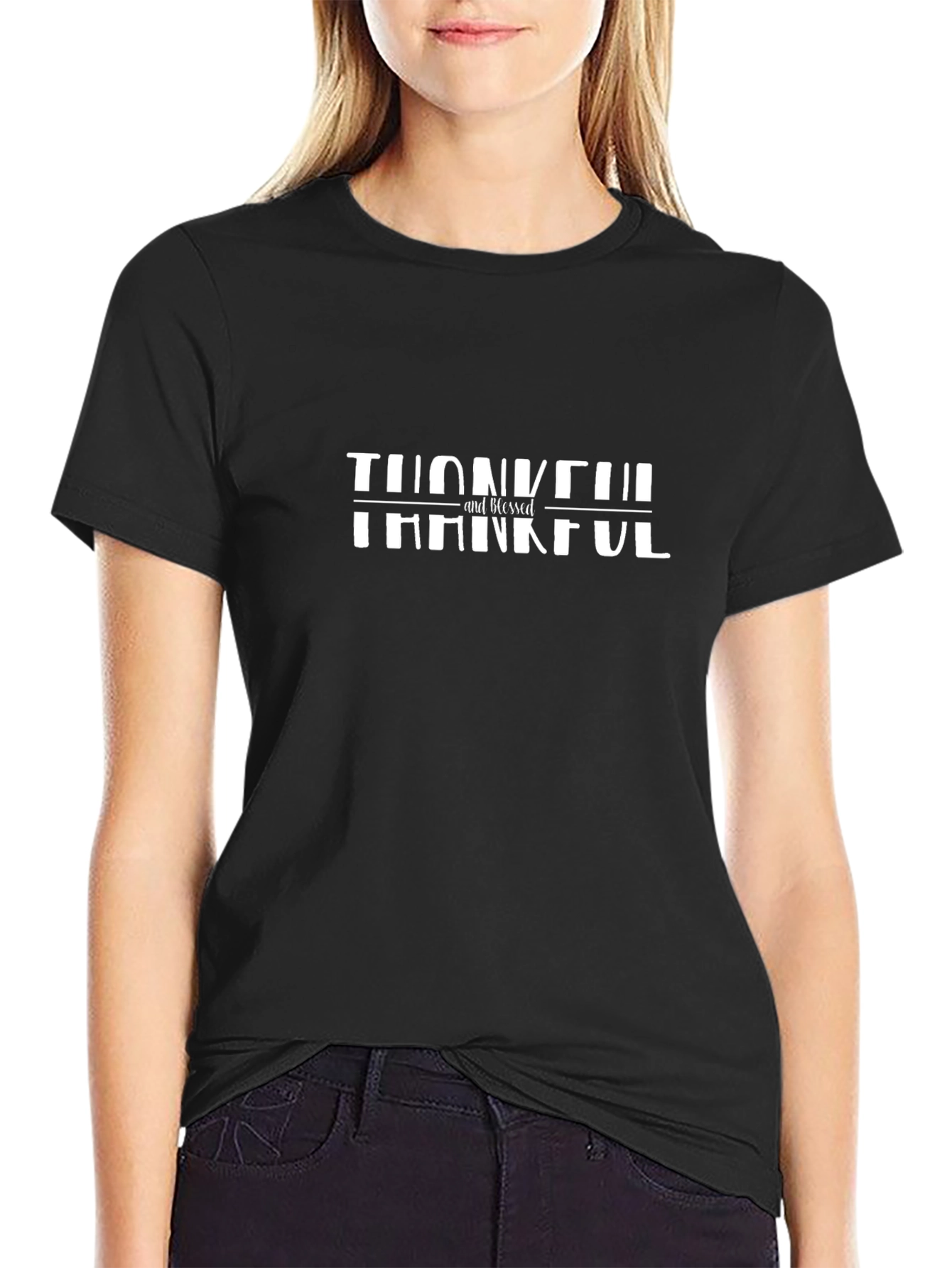Thankful and Blessed Black T-Shirt