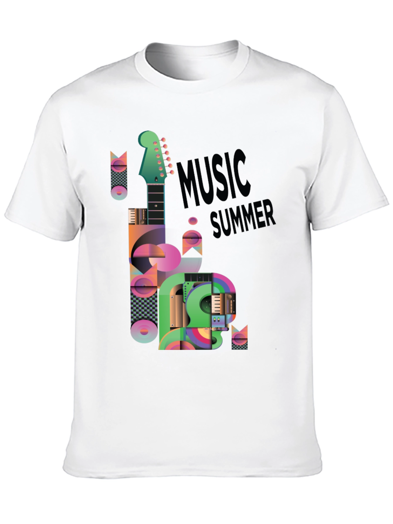 Music Summer Black Graphic T-Shirt