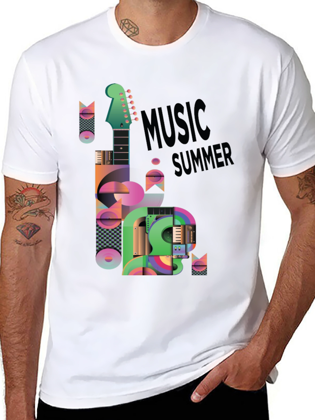 Music Summer Black Graphic T-Shirt