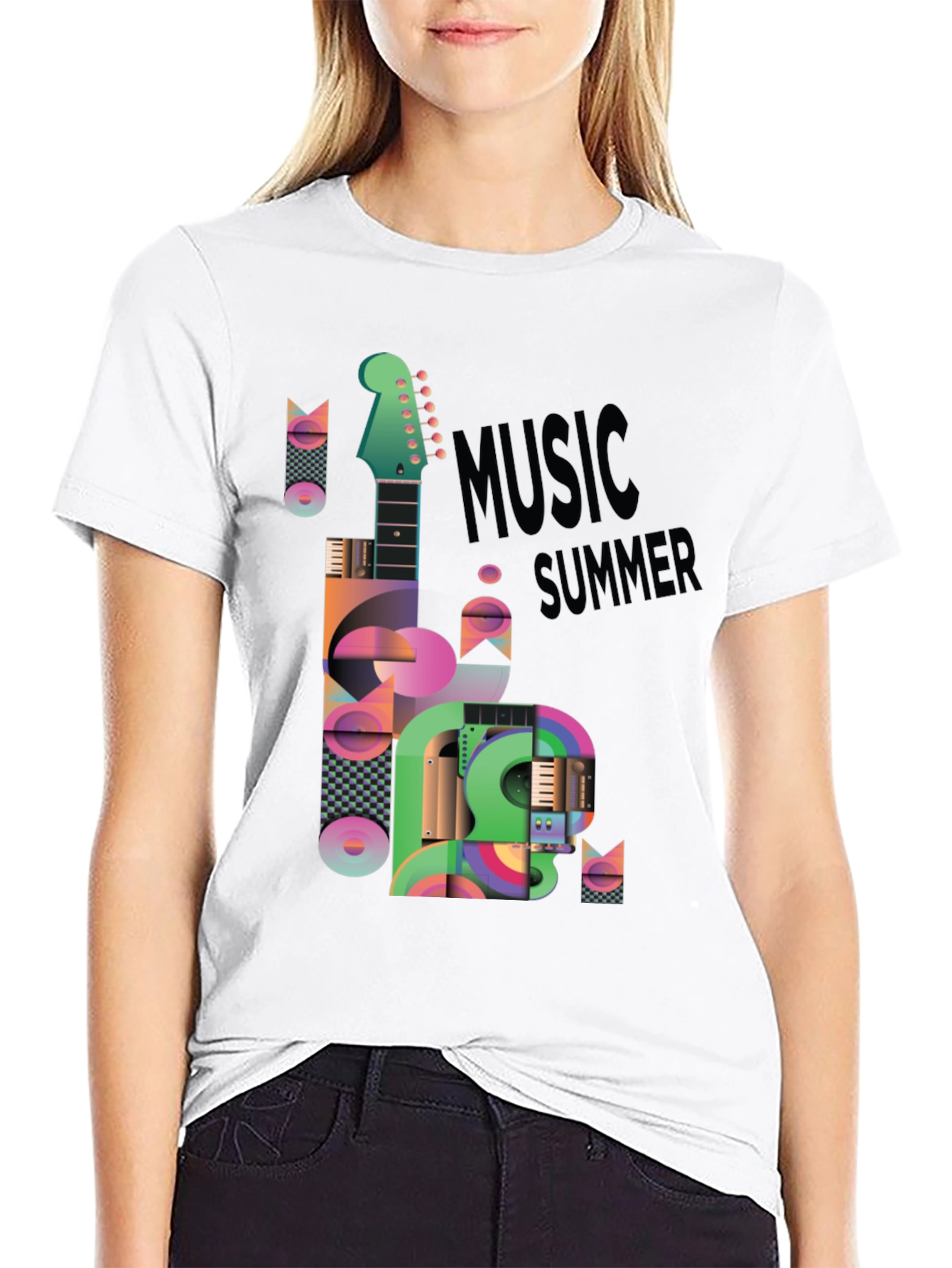Music Summer Black Graphic T-Shirt