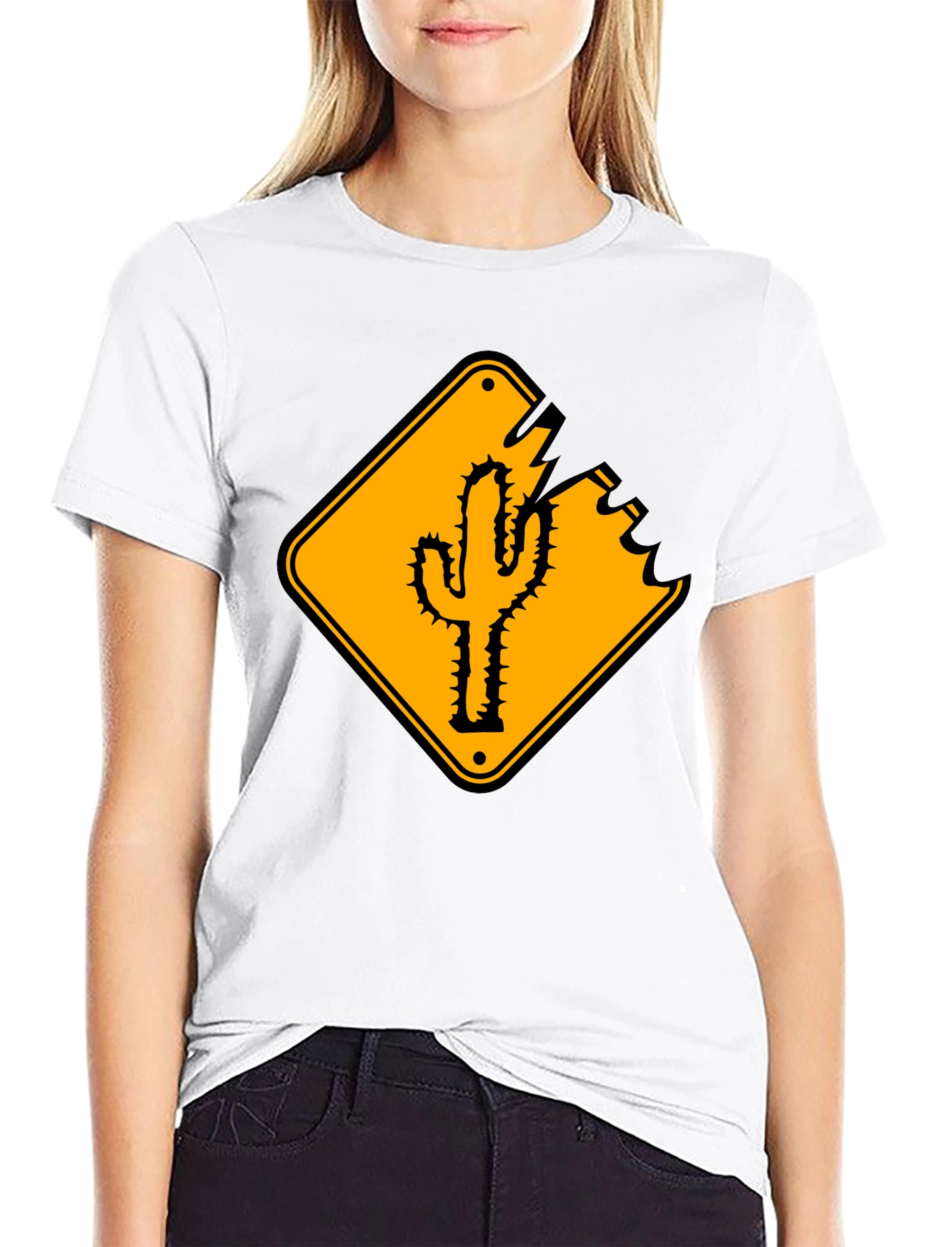 Cactus Road Sign Graphic Tee - Black