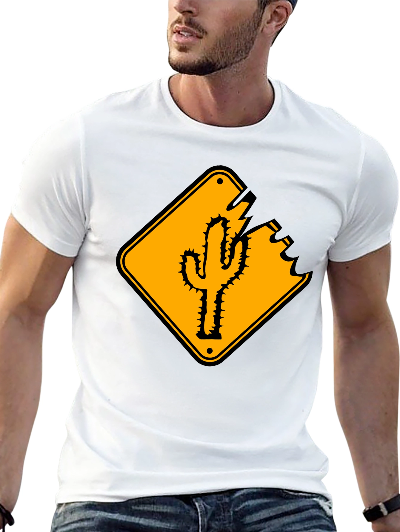 Cactus Road Sign Graphic Tee - Black