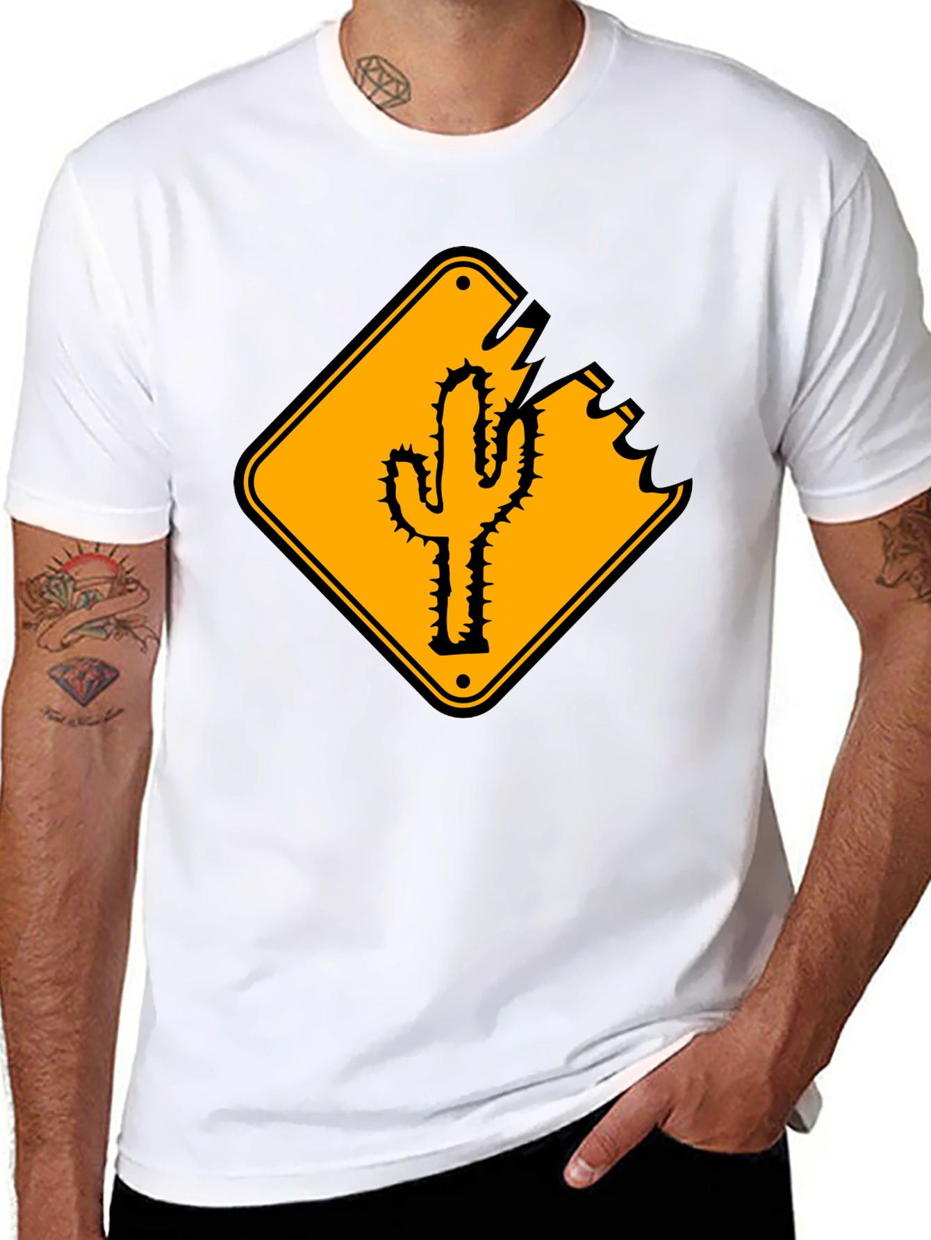 Cactus Road Sign Graphic Tee - Black
