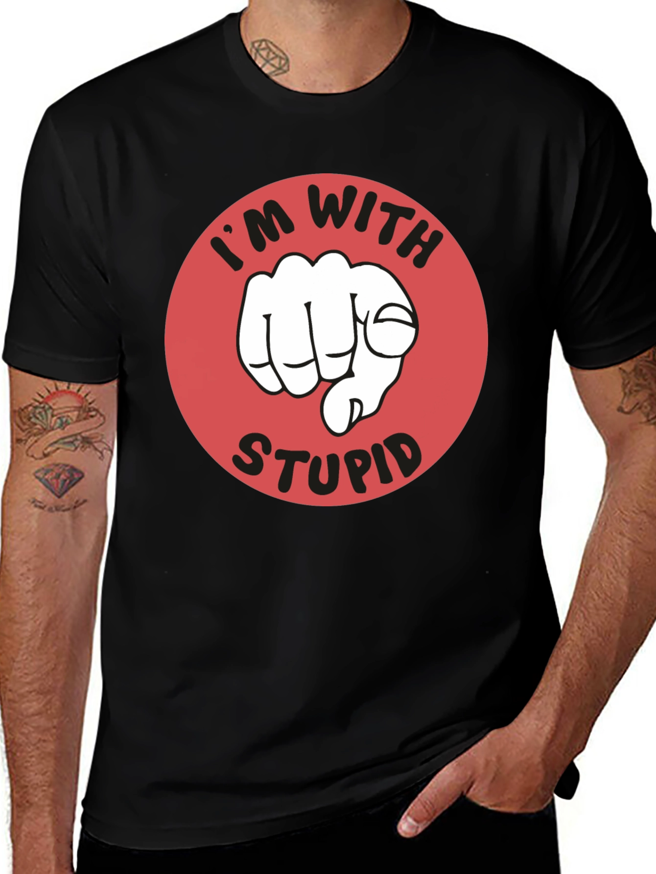 Im With Stupid Graphic Tee - Pointing Finger Design