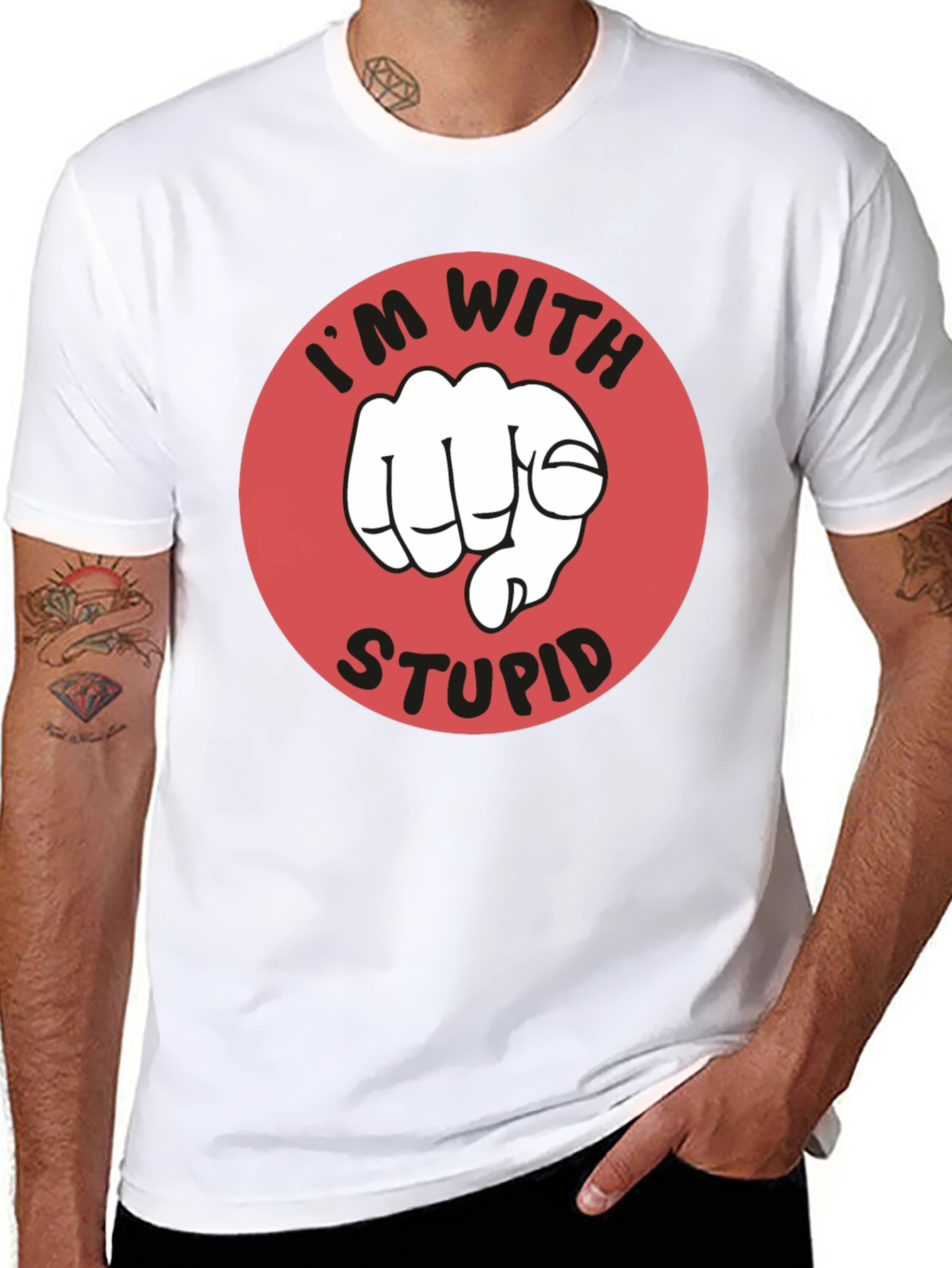 Im With Stupid Graphic Tee - Pointing Finger Design