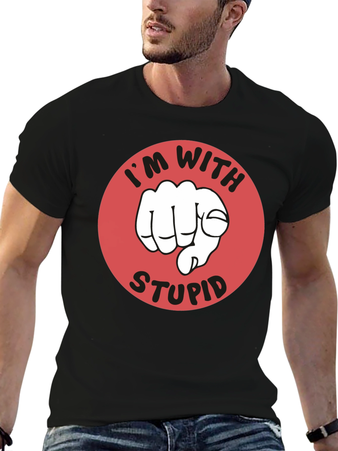 Im With Stupid Graphic Tee - Pointing Finger Design