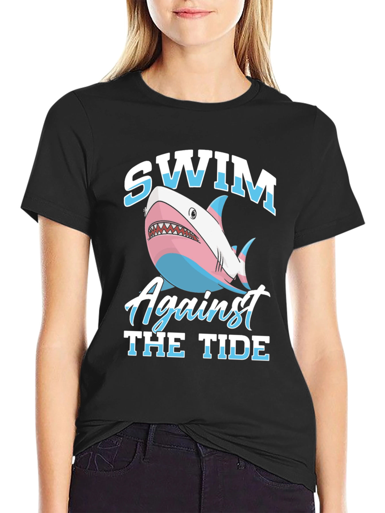 Swim Against The Tide Transgender Shark Graphic T-Shirt