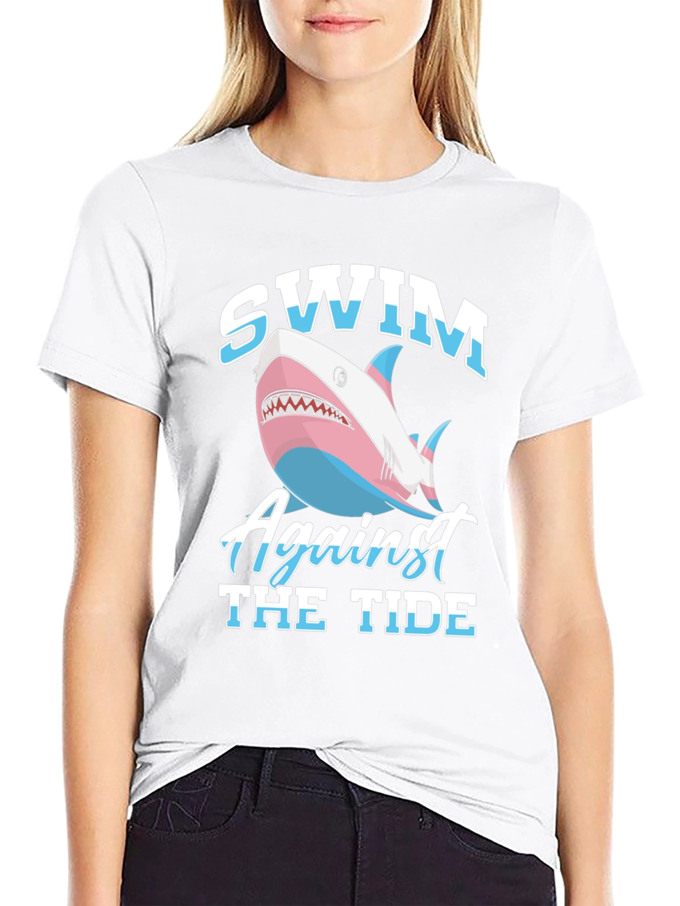 Swim Against The Tide Transgender Shark Graphic T-Shirt