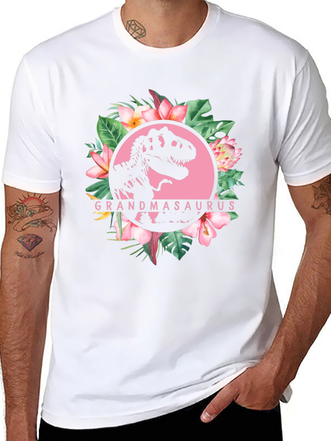 Grandmasaurus T-Rex Floral Graphic Tee