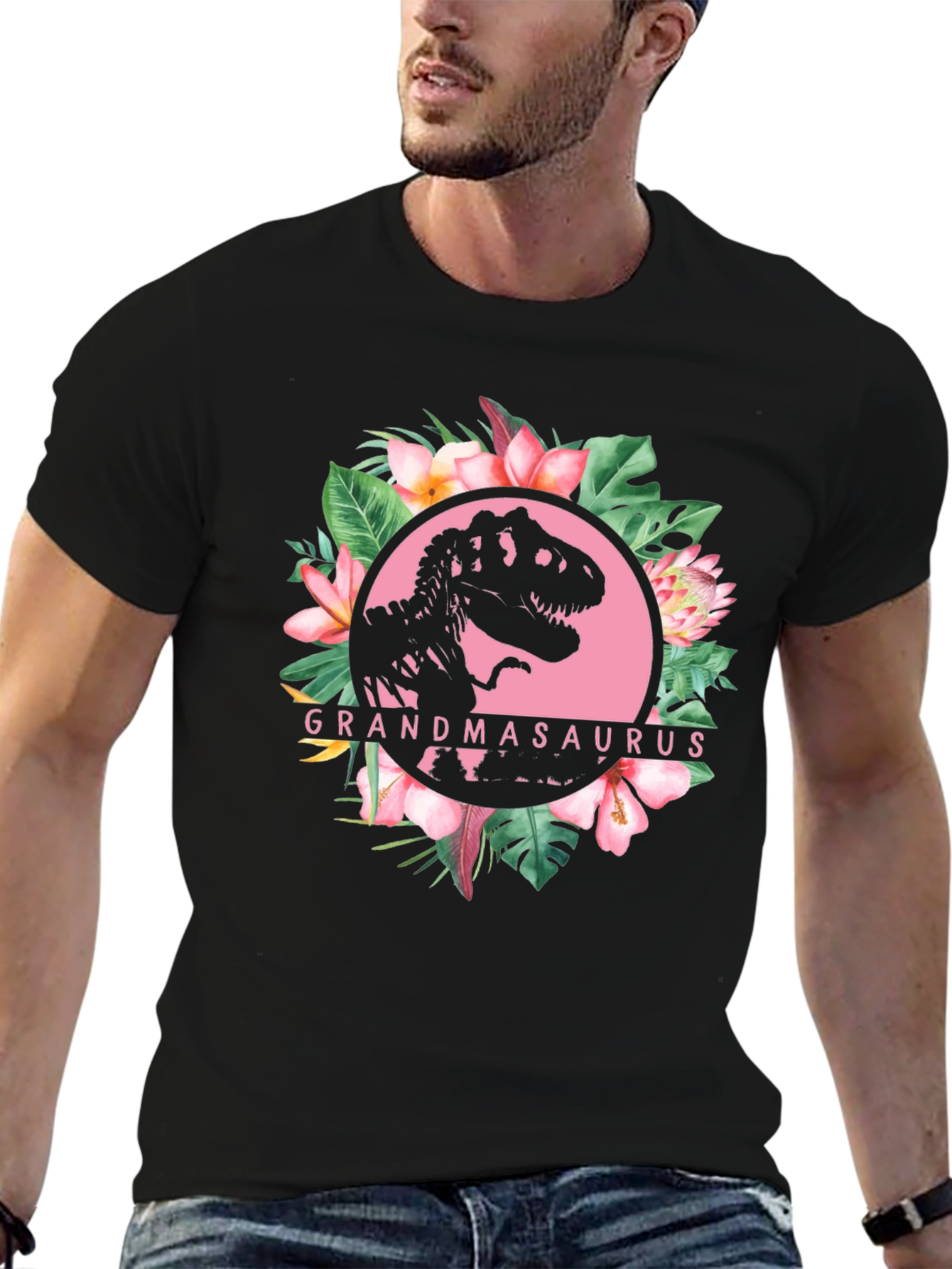 Grandmasaurus T-Rex Floral Graphic Tee