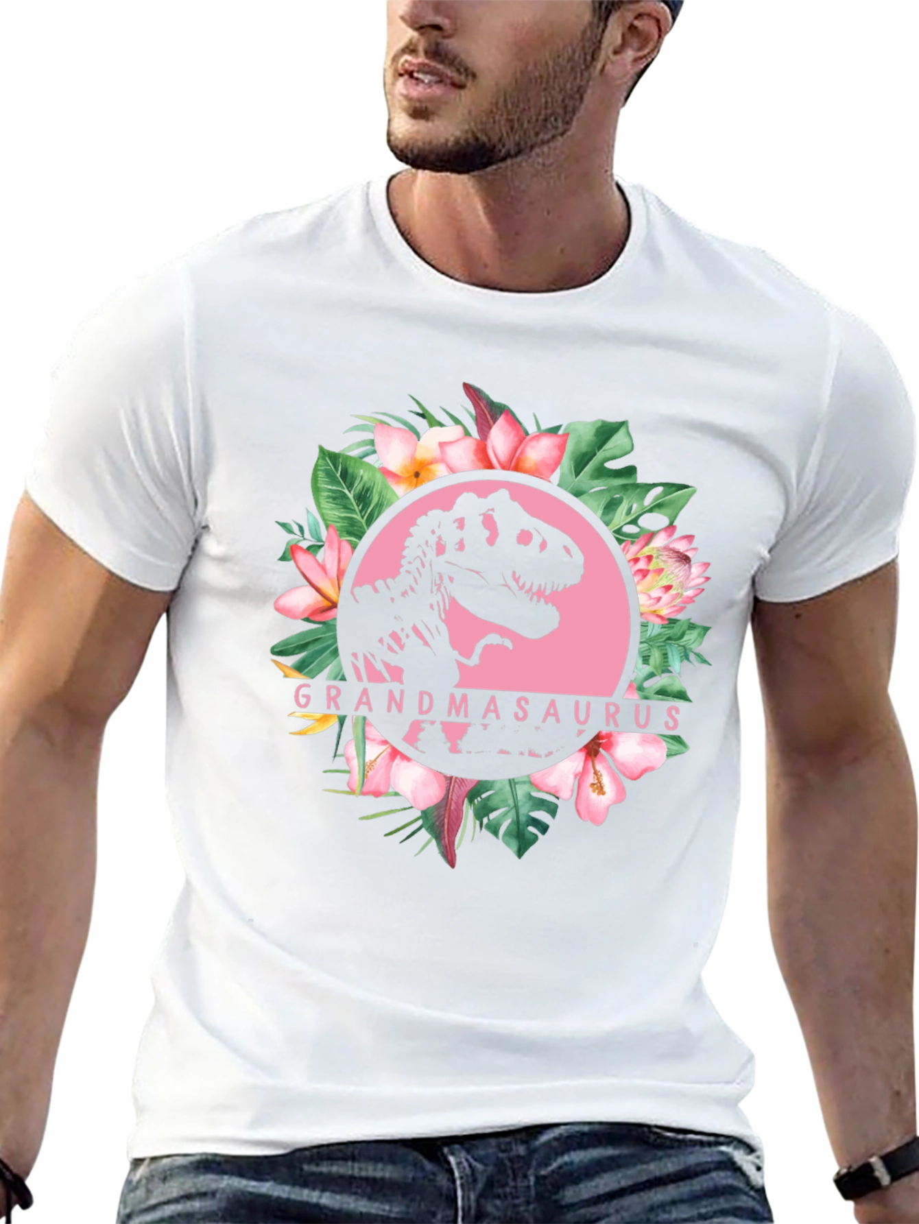 Grandmasaurus T-Rex Floral Graphic Tee