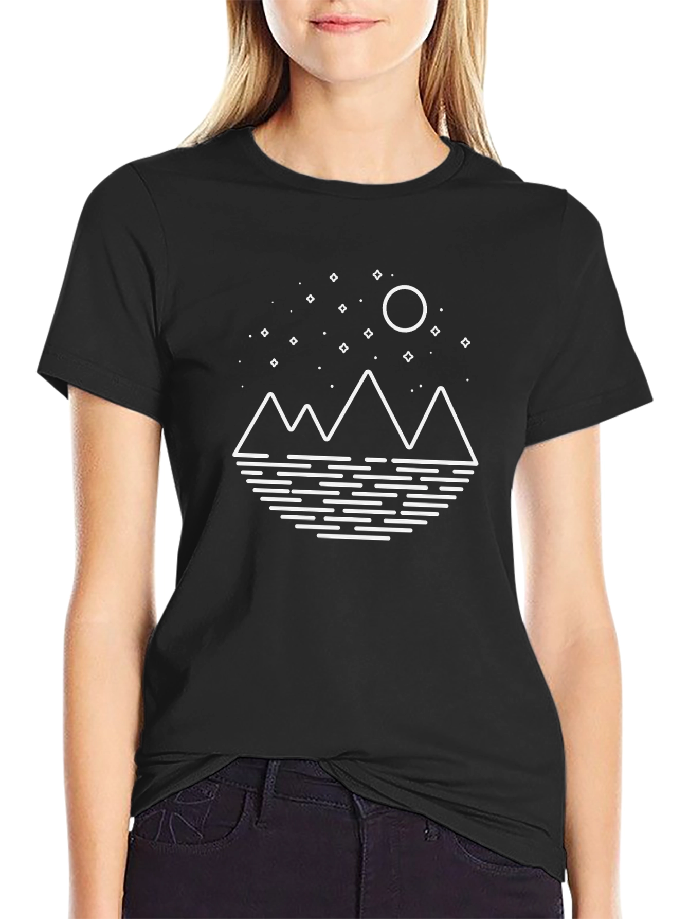 Mountainscape Graphic Tee - Black Cotton Blend