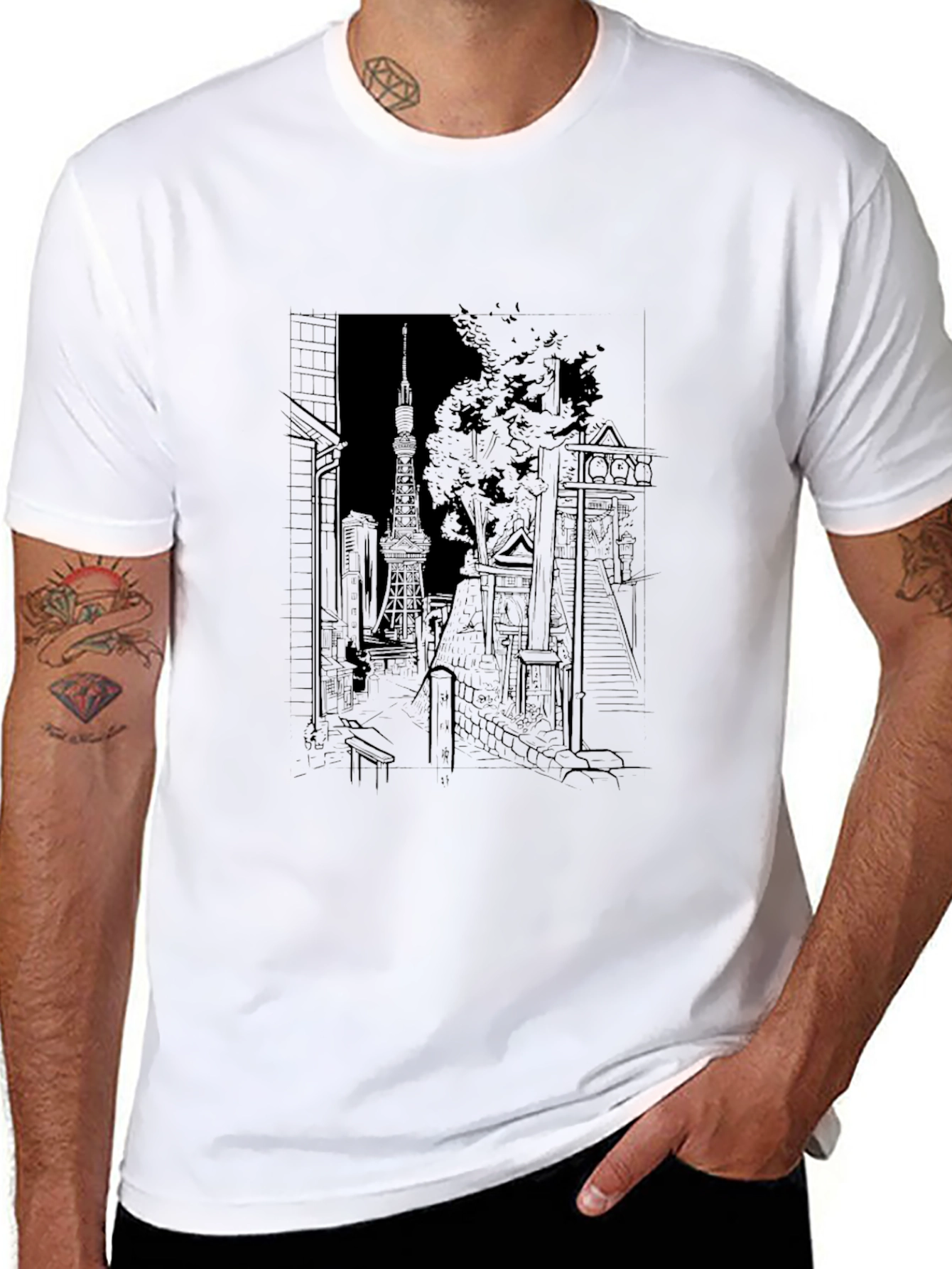 Tokyo Tower Graphic Print T-Shirt - Urban Style Tee