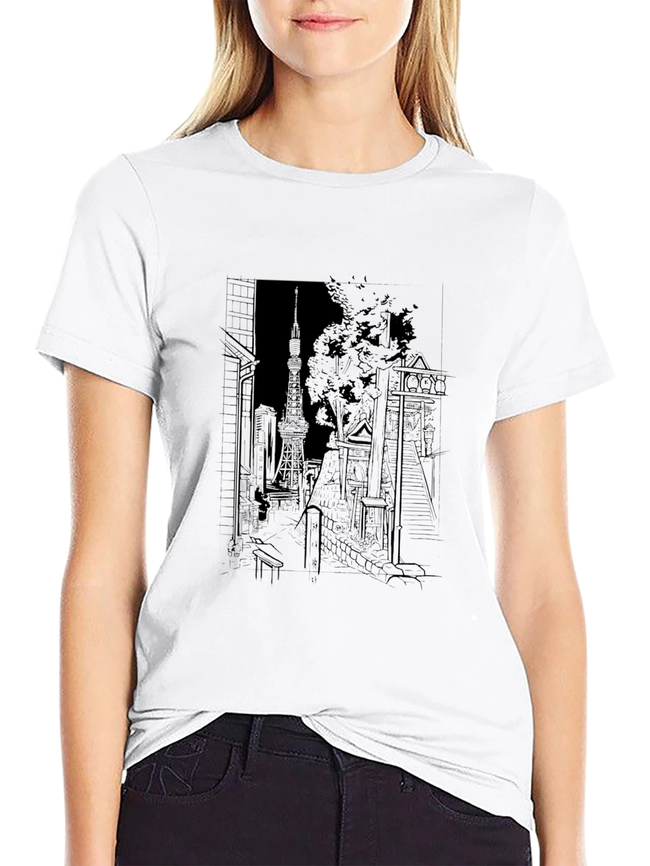 Tokyo Tower Graphic Print T-Shirt - Urban Style Tee