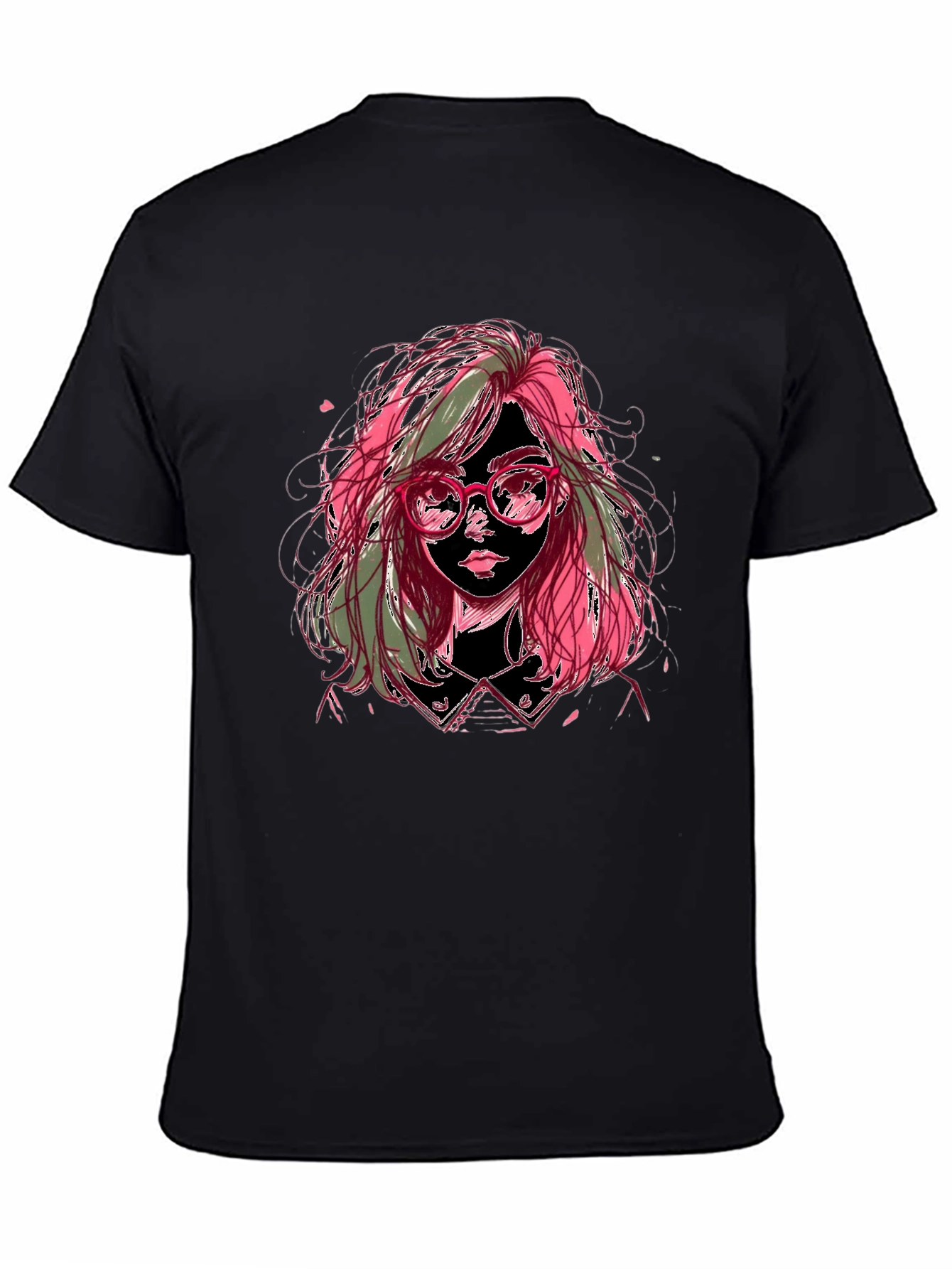 Artistic Girl Graphic Tee - Stylish Black T-Shirt