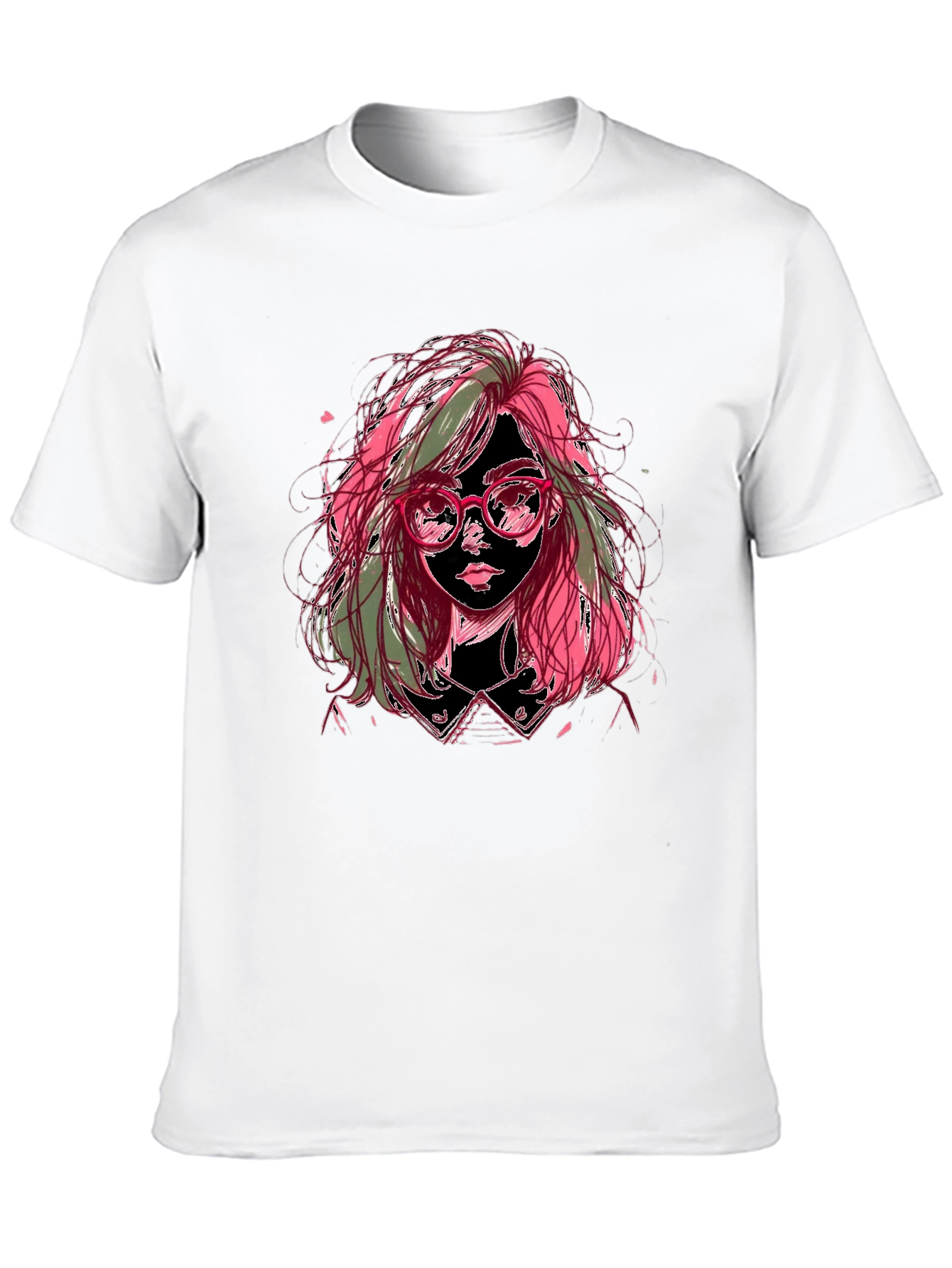 Artistic Girl Graphic Tee - Stylish Black T-Shirt