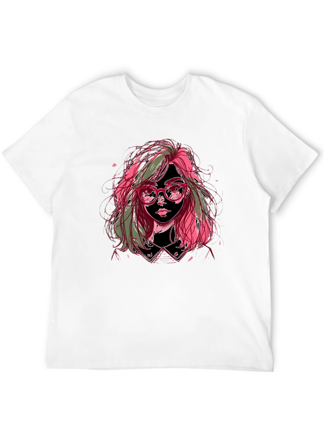 Artistic Girl Graphic Tee - Stylish Black T-Shirt