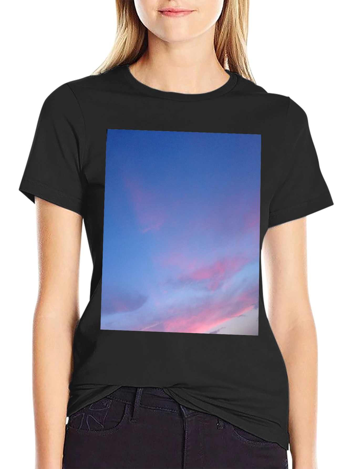 Sunset Sky T-Shirt - Soft Black Cotton Tee