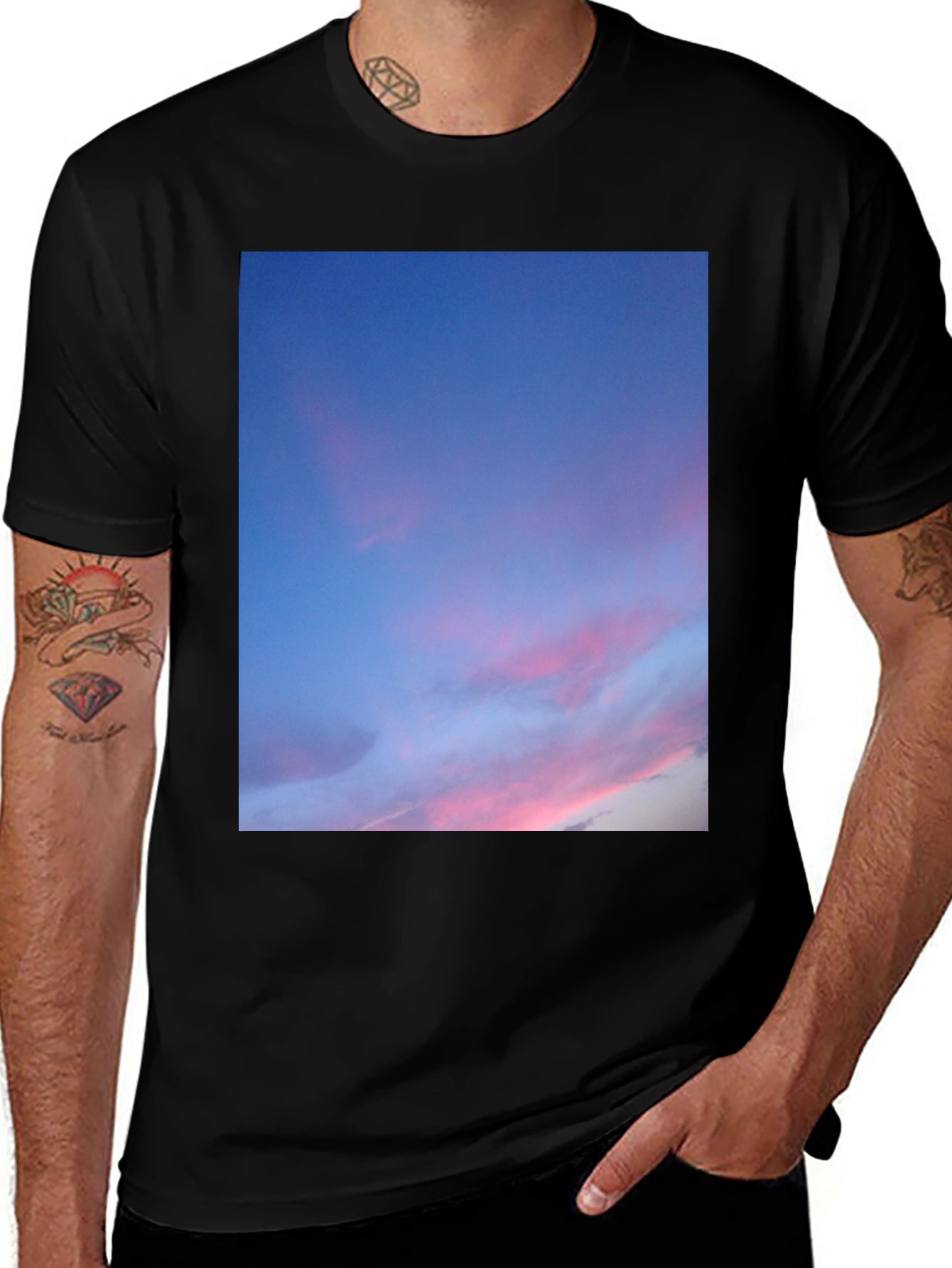 Sunset Sky T-Shirt - Soft Black Cotton Tee