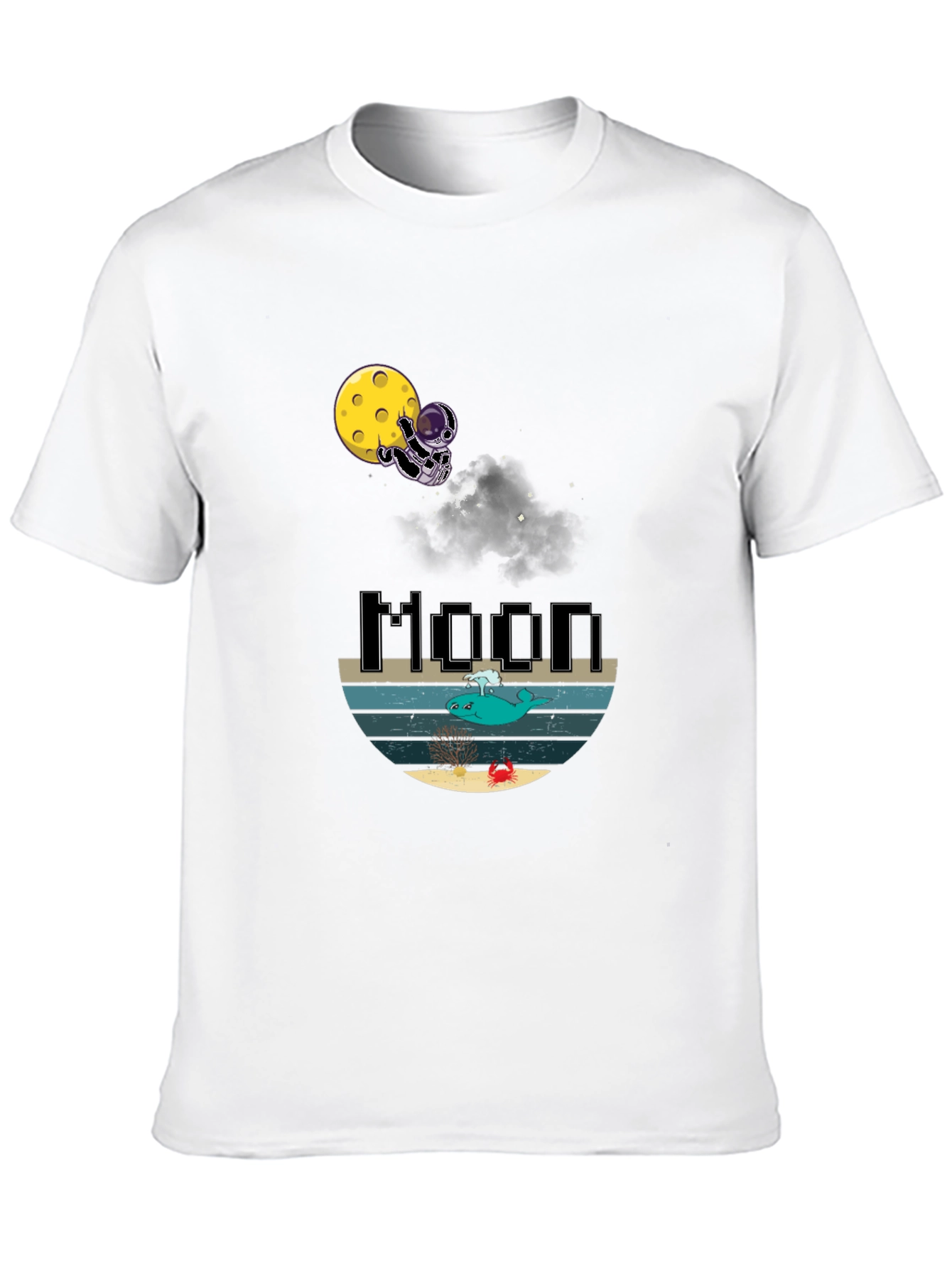 Astronaut Moon Whale Graphic T-Shirt