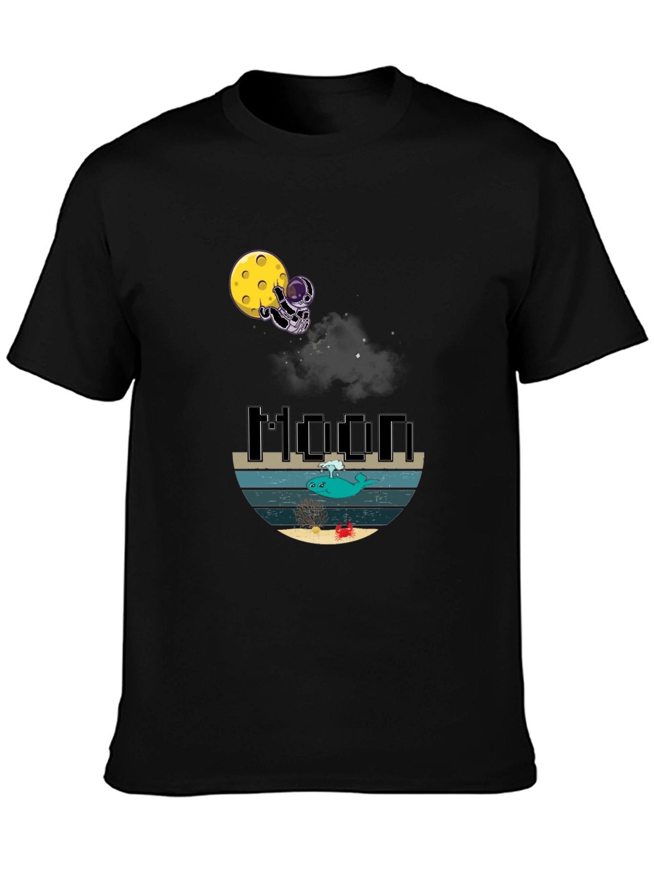 Astronaut Moon Whale Graphic T-Shirt