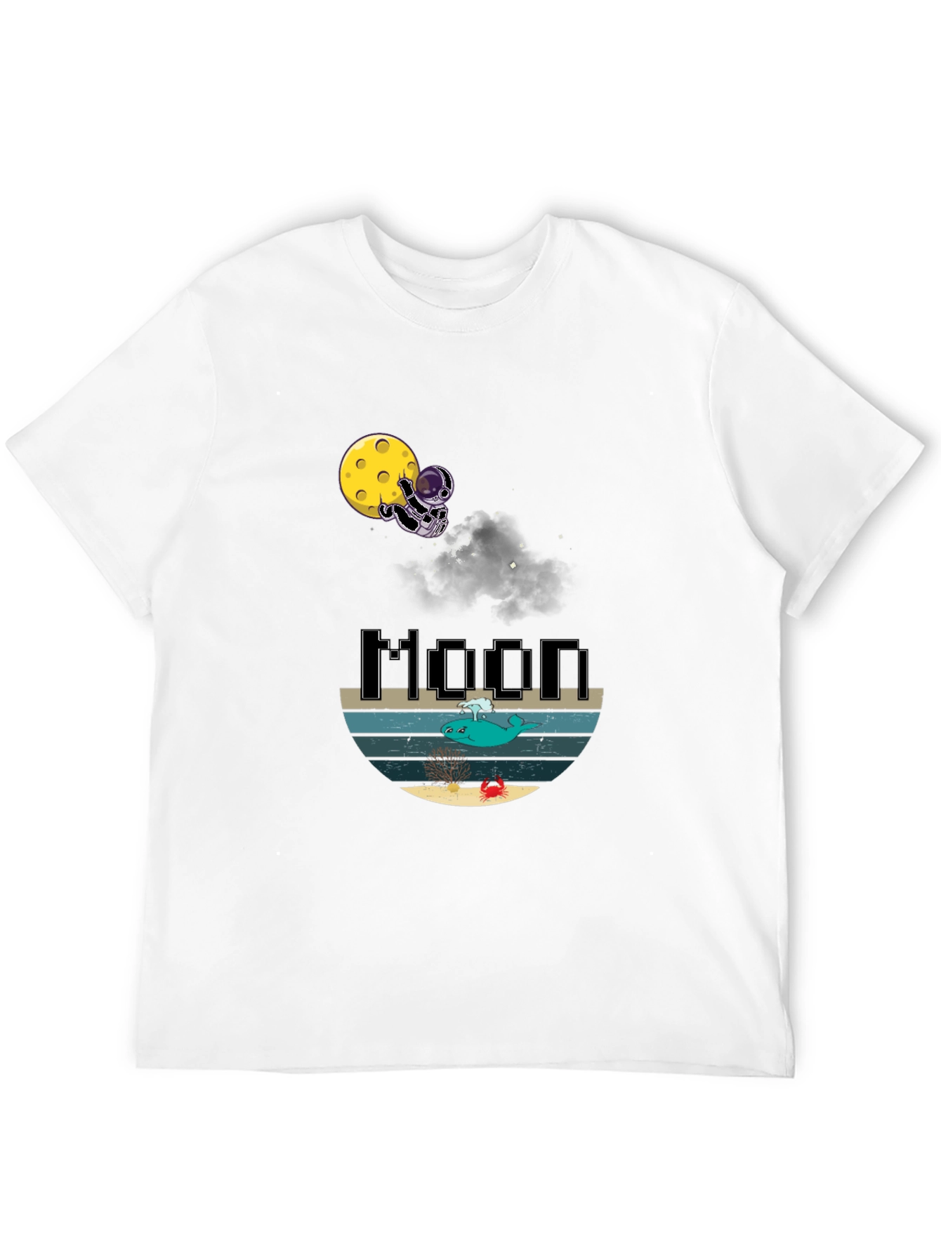 Astronaut Moon Whale Graphic T-Shirt