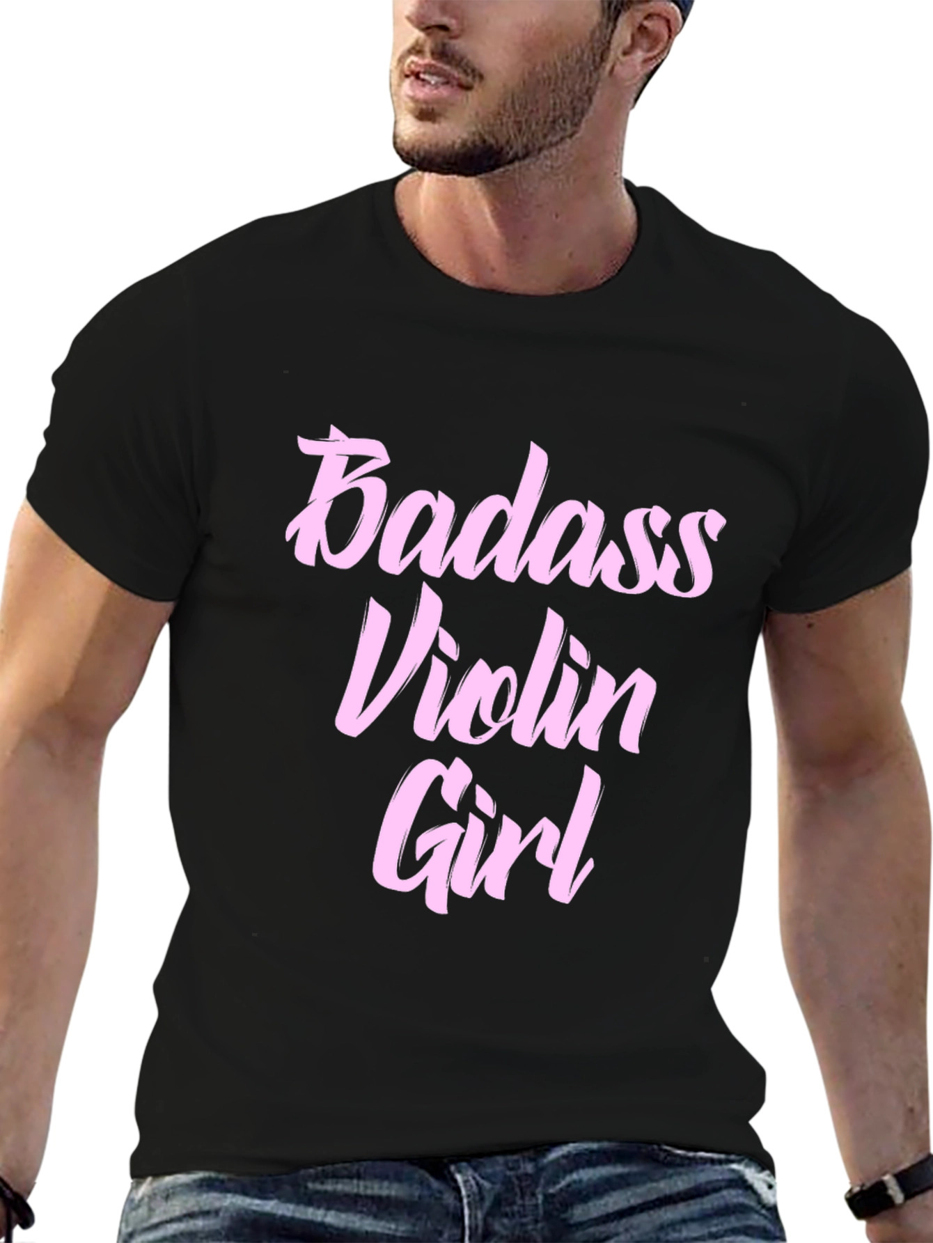 Badass Violin Girl Black T-Shirt