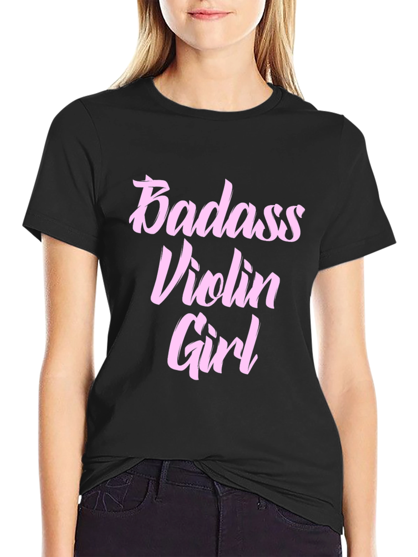 Badass Violin Girl Black T-Shirt