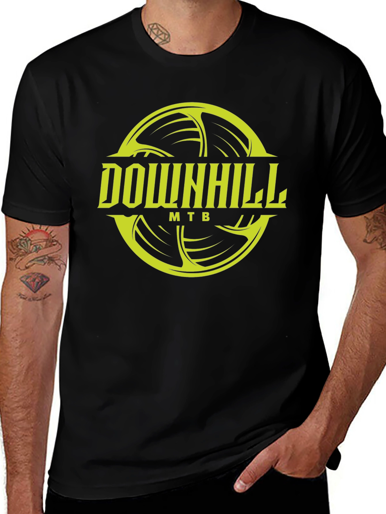 Downhill MTB Graphic Tee - Mountain Bike Black T-Shirt