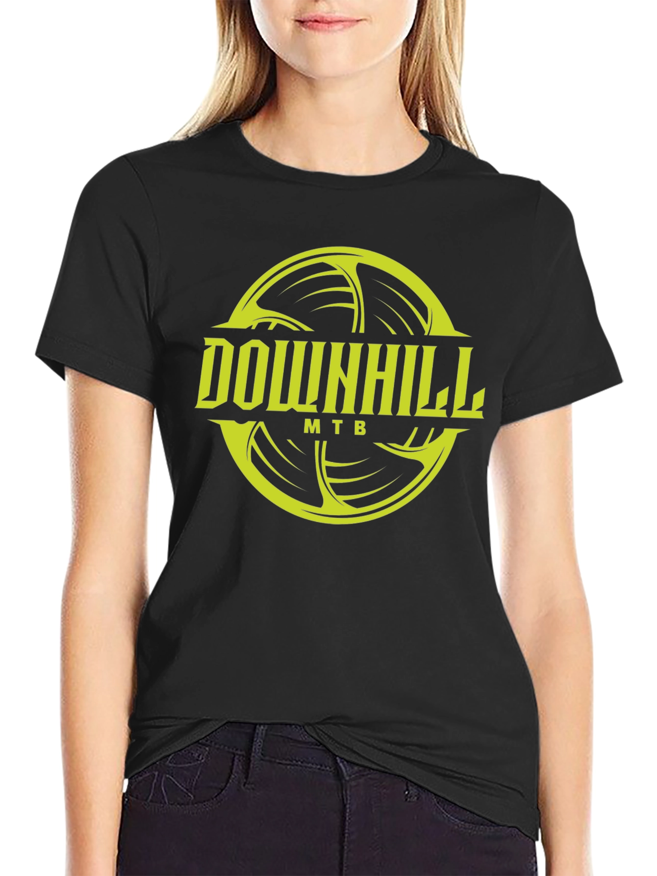 Downhill MTB Graphic Tee - Mountain Bike Black T-Shirt