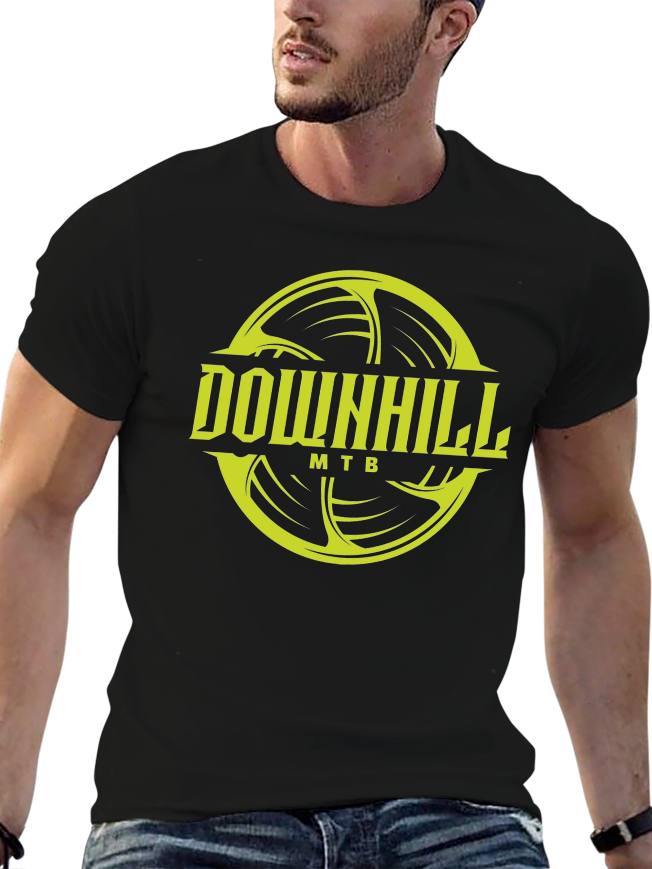 Downhill MTB Graphic Tee - Mountain Bike Black T-Shirt