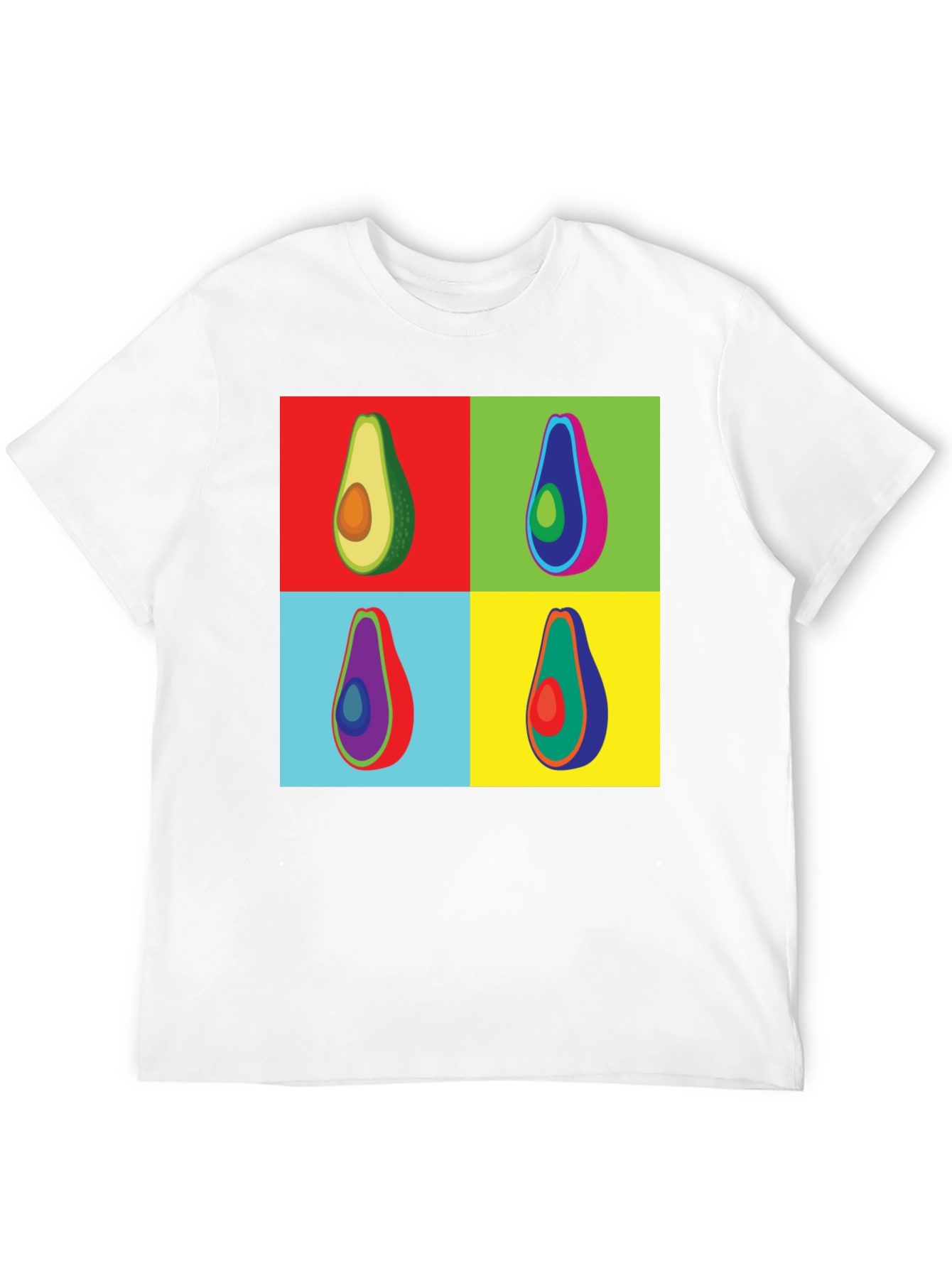 Pop Art Avocado Graphic Tee - Black Cotton T-Shirt