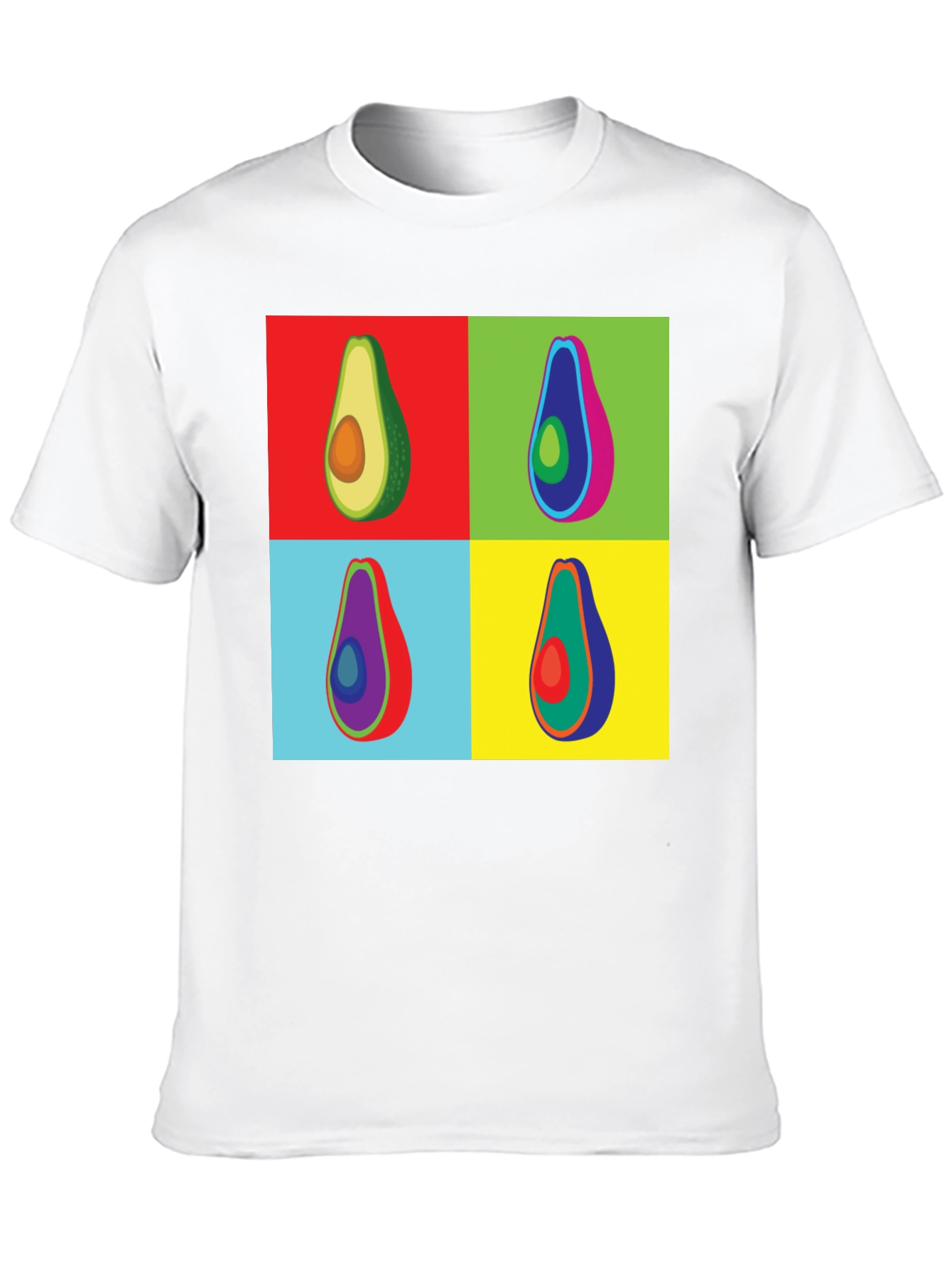 Pop Art Avocado Graphic Tee - Black Cotton T-Shirt