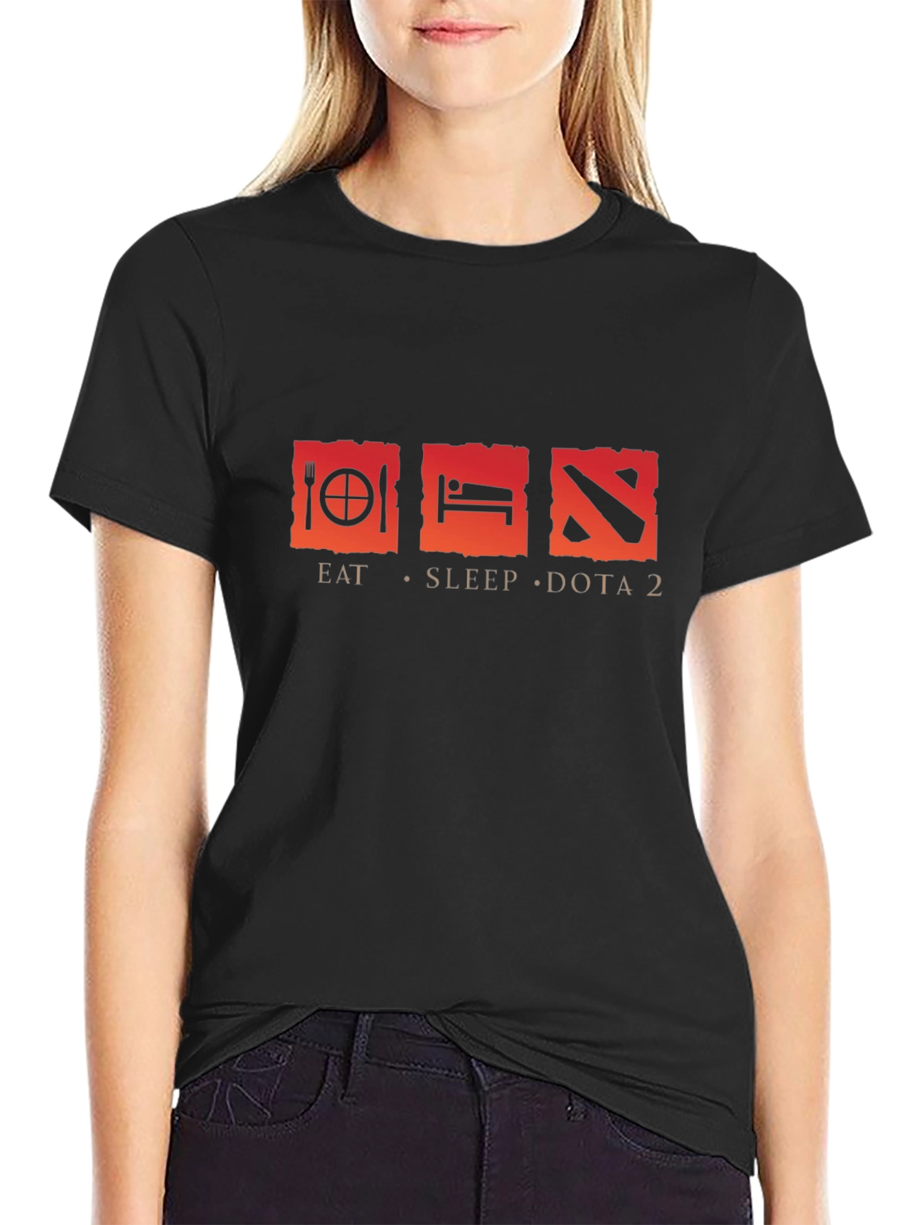 Eat Sleep Dota 2 Black T-Shirt